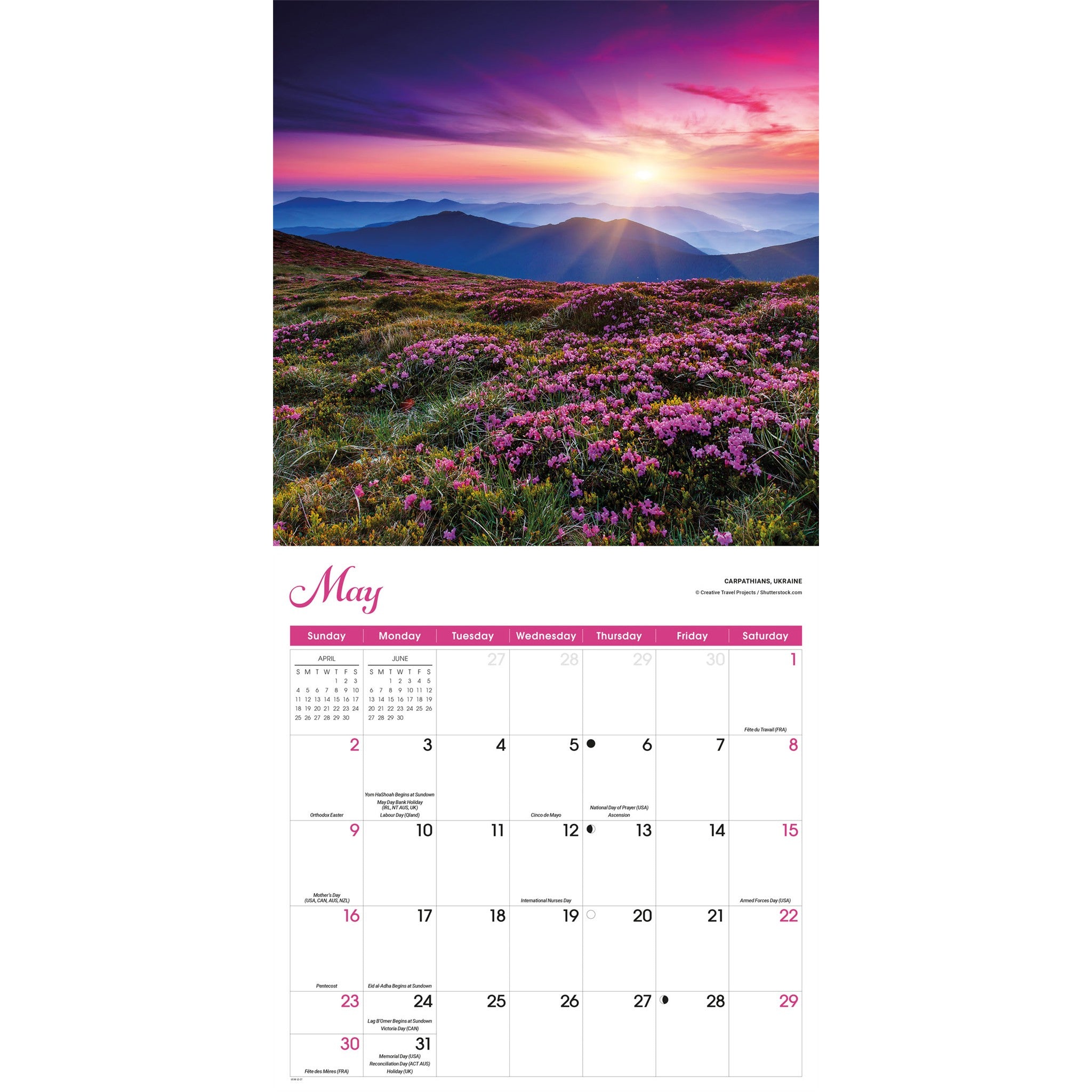 Calendrier mural Lever et coucher du soleil 2027