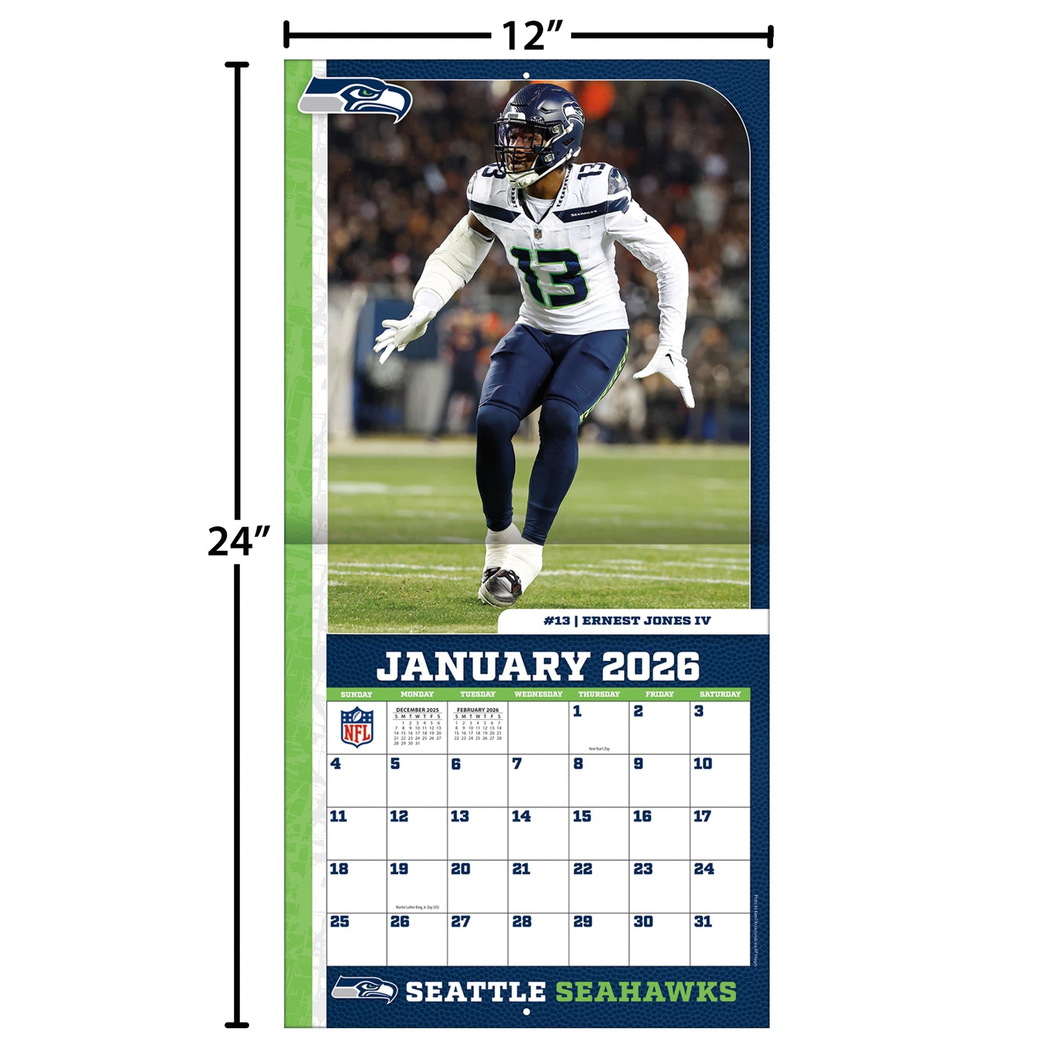 Calendrier mural NFL Seattle Seahawks 2026