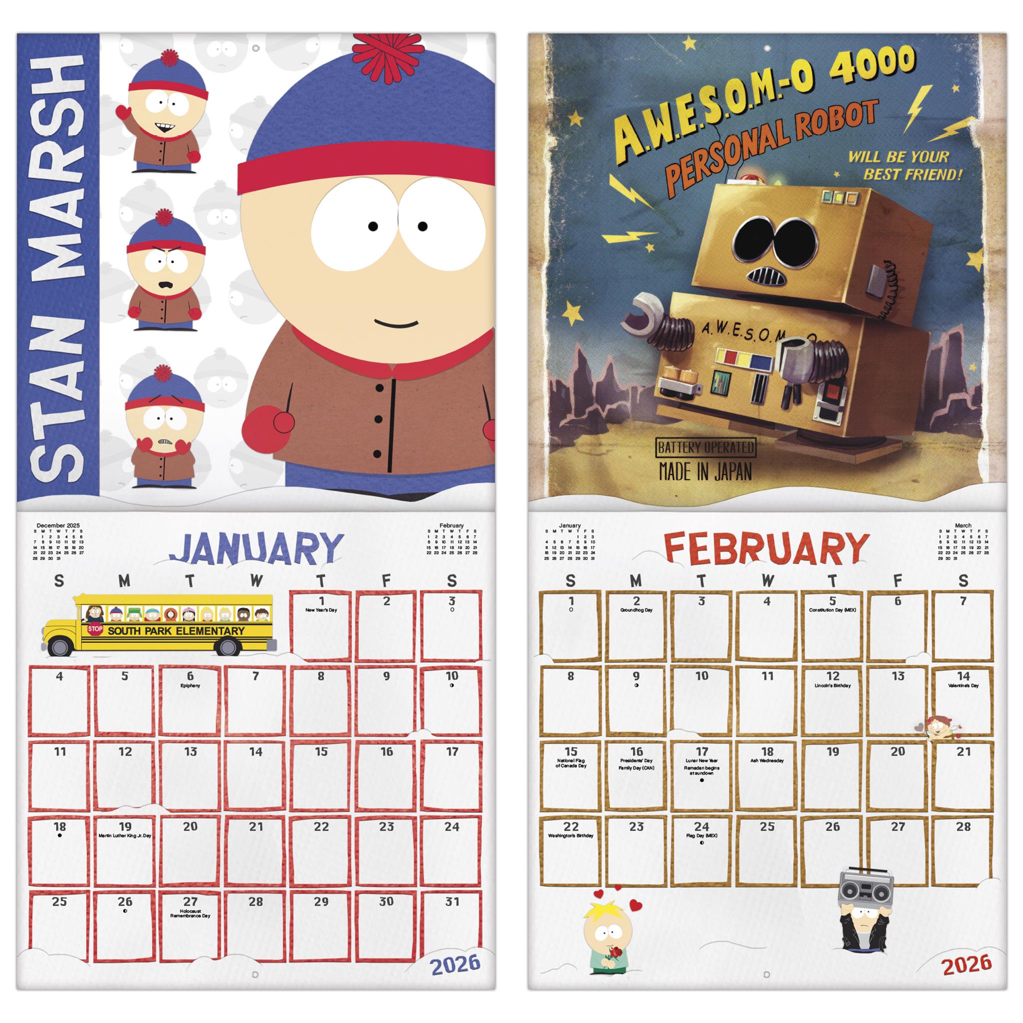 Calendrier mural South Park 2026