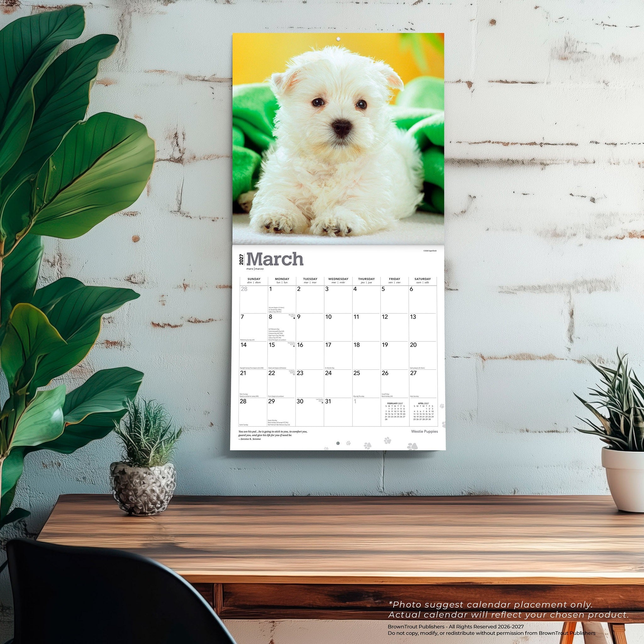 West Highland White Terrier Puppies 2027 Mini Calendar
