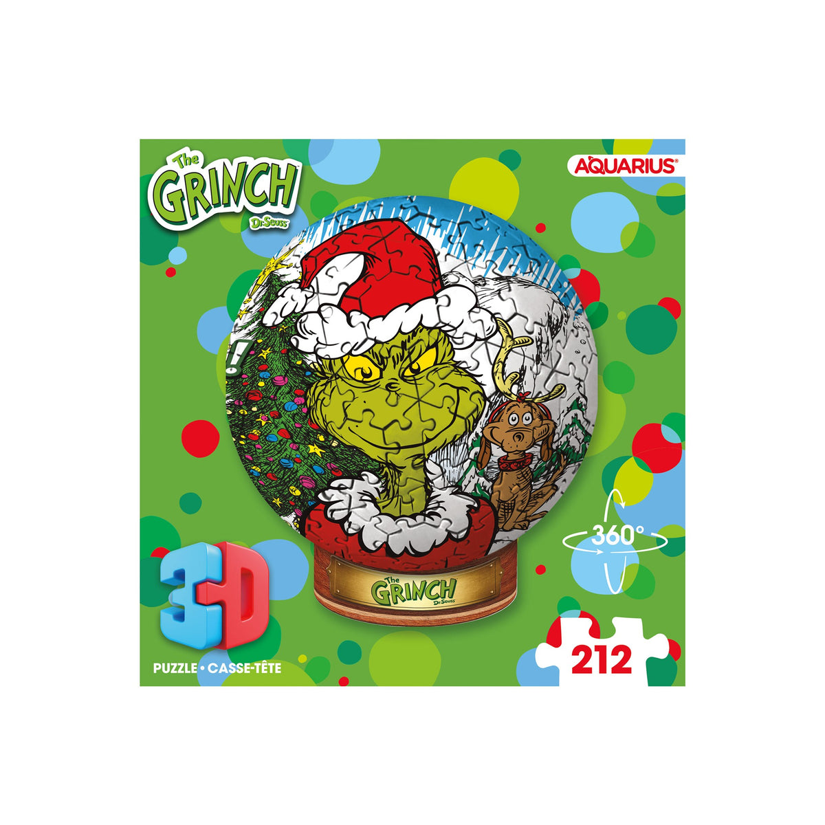 Puzzle 3D sphérique Grinch de 212 pièces