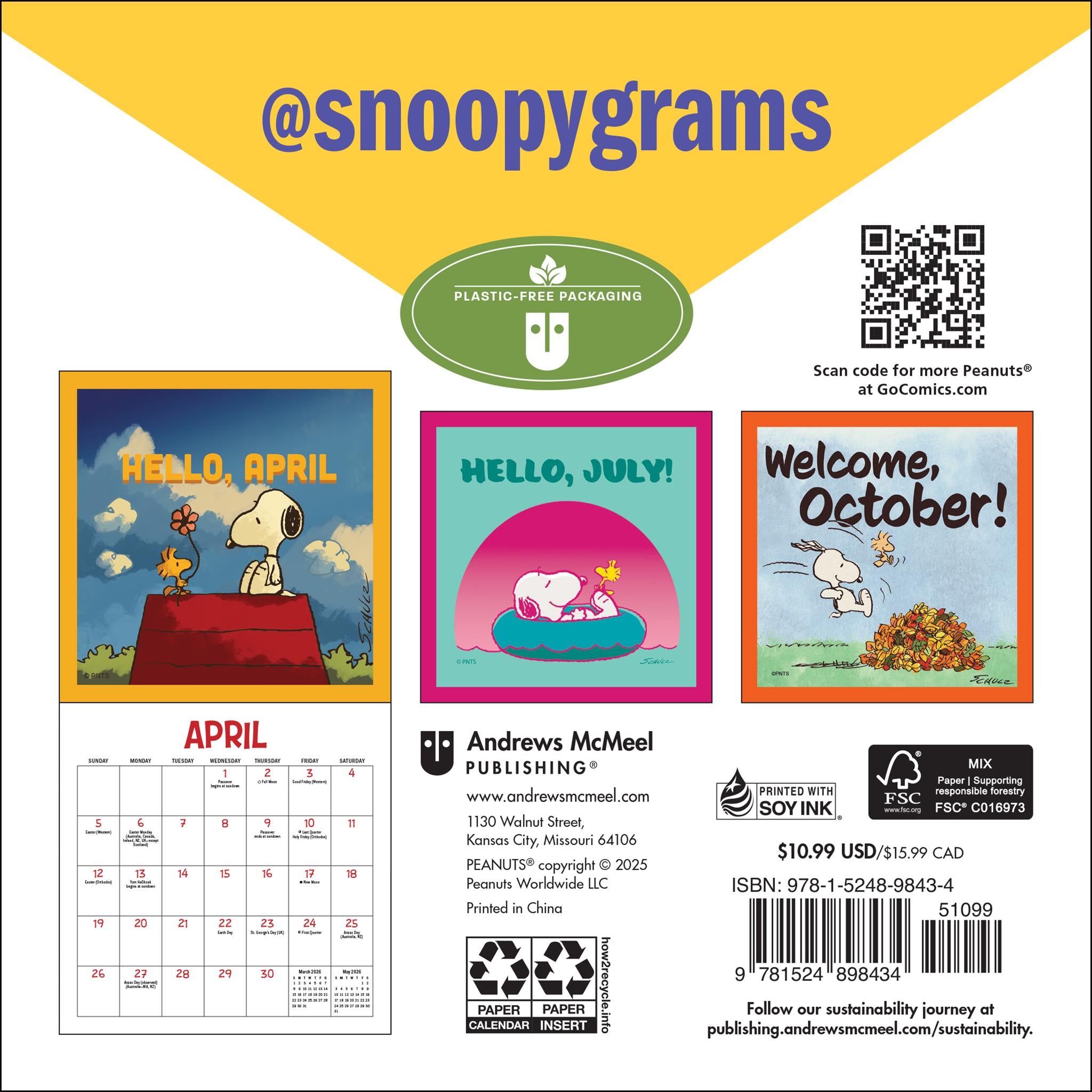 Mini-calendrier Peanuts @Snoopygrams 2026