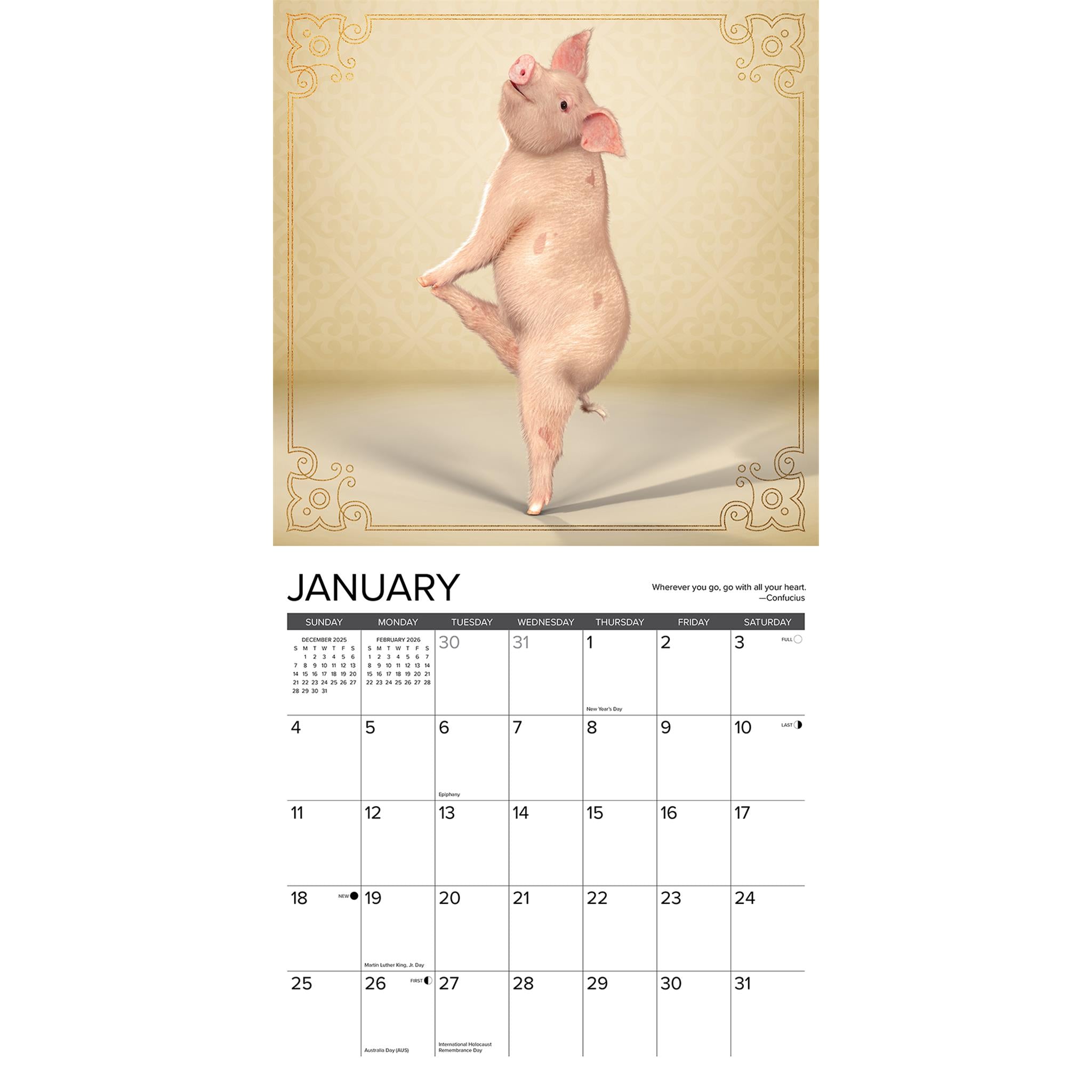 Calendrier mural Pig Pilates 2026