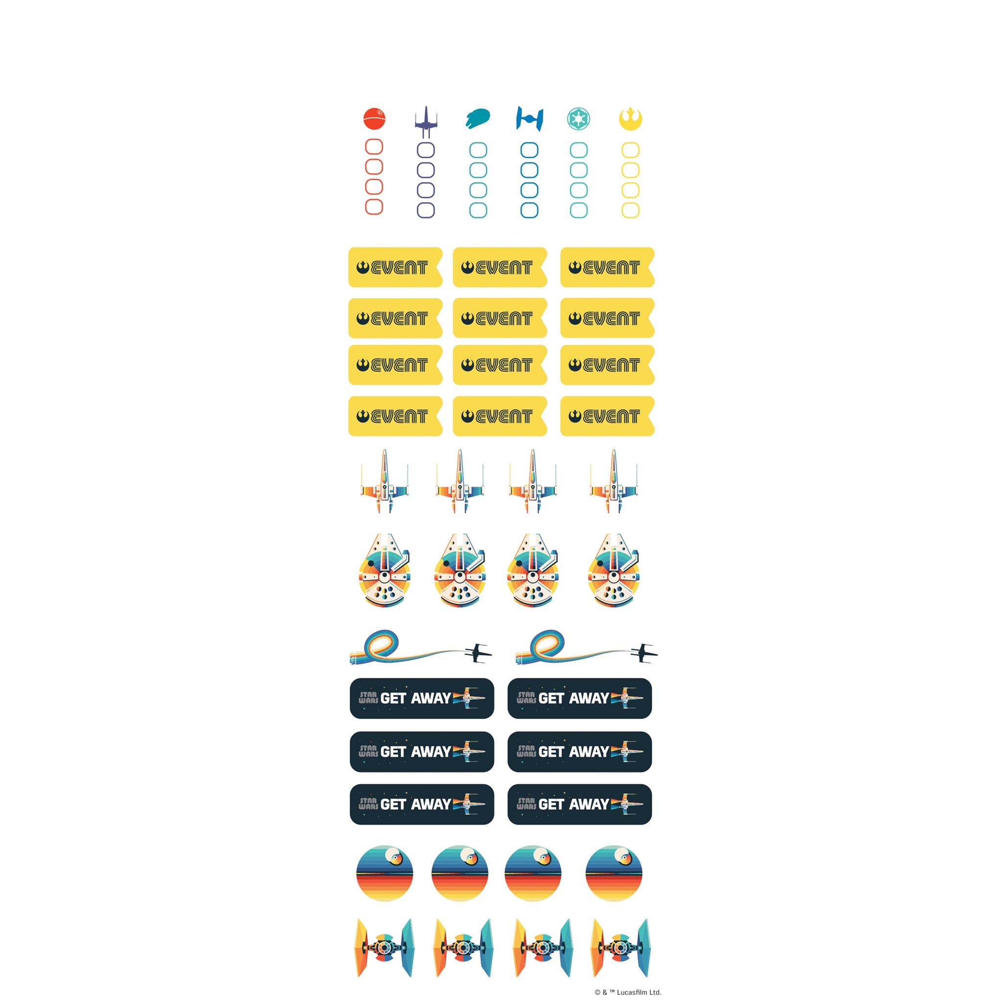 Autocollants de rappel de calendrier Star Wars