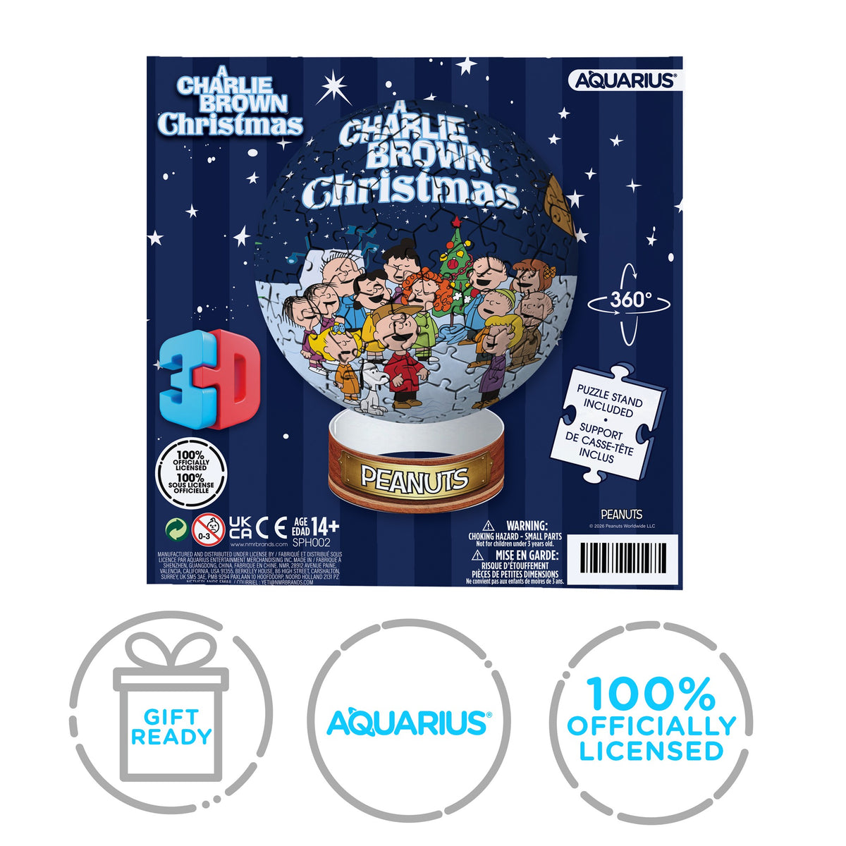 Puzzle sphère 3D de 212 pièces Charlie Brown Christmas des Peanuts