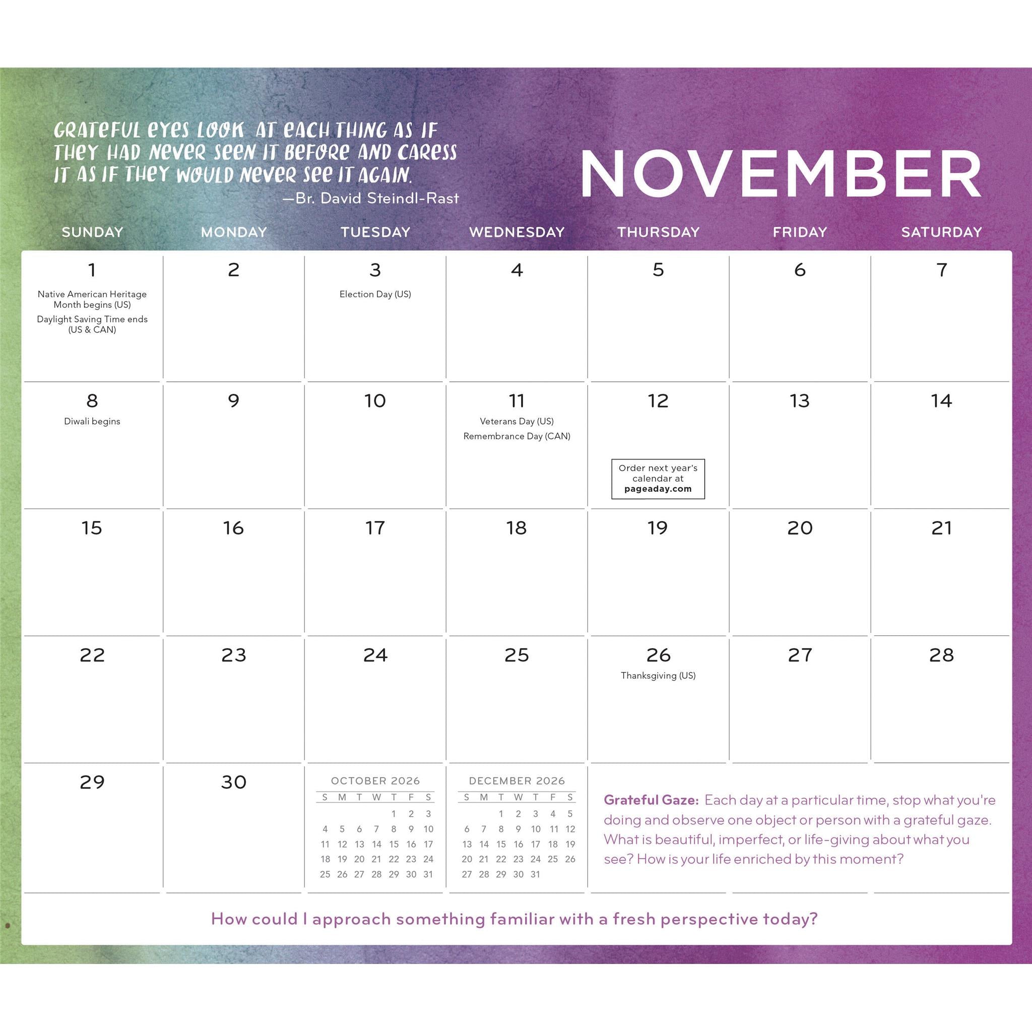 Everyday Gratitude 2026 Mini Magnetic Calendar - Online Only