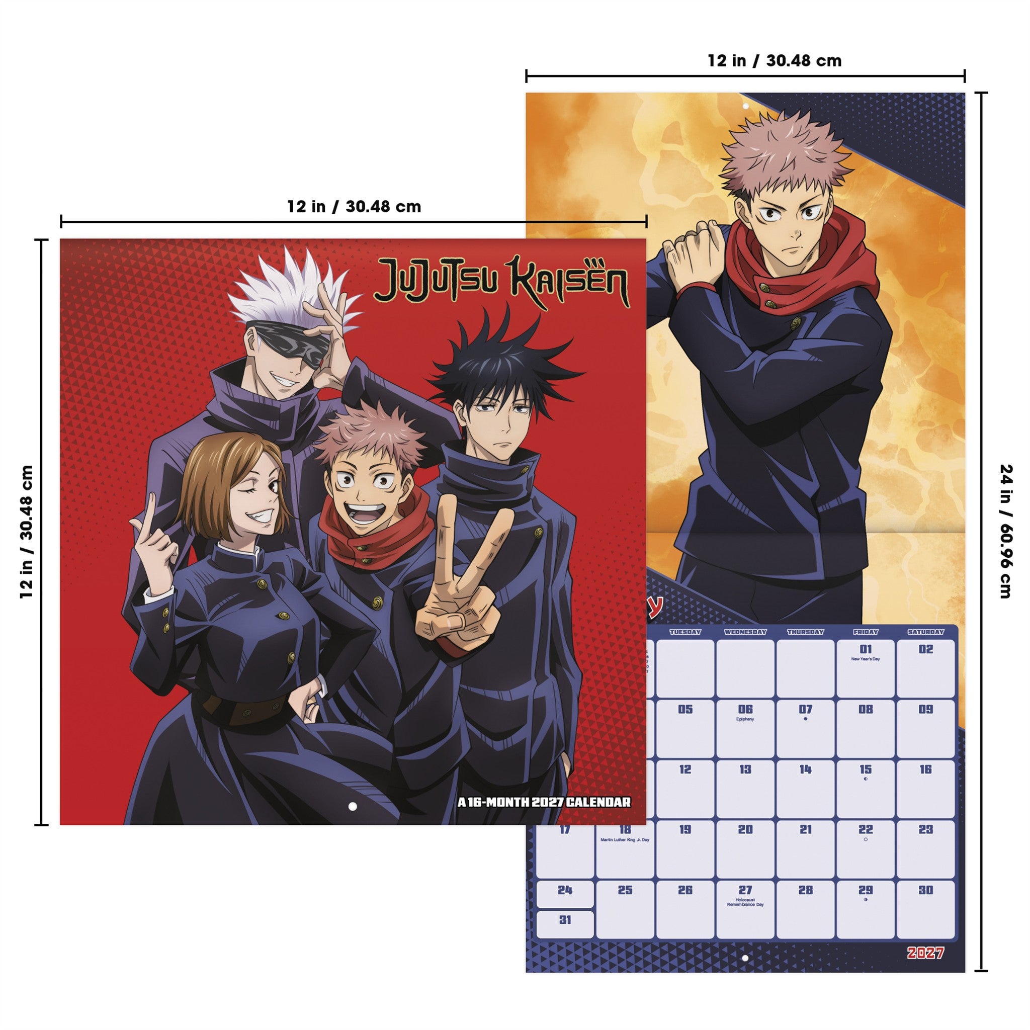 Calendrier mural Jujutsu Kaisen 2027 - Disponible en ligne uniquement