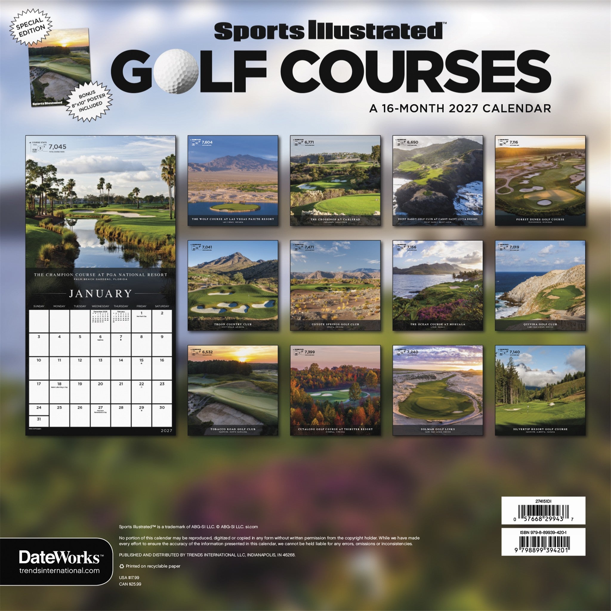 Sports Illustrated Golf Courses Exclusive with Print 2027 Wall Calendar