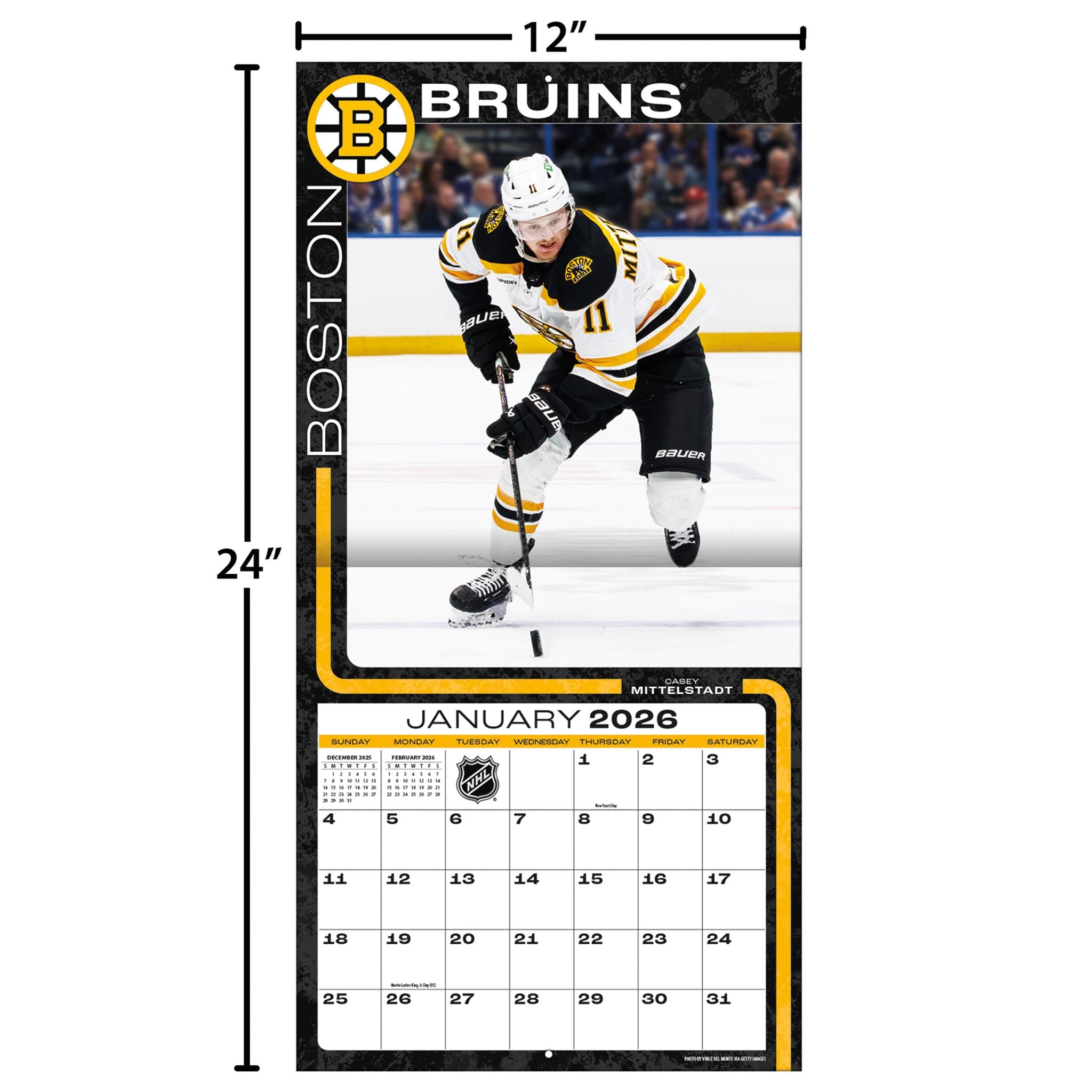 NHL Boston Bruins 2026 Wall Calendar