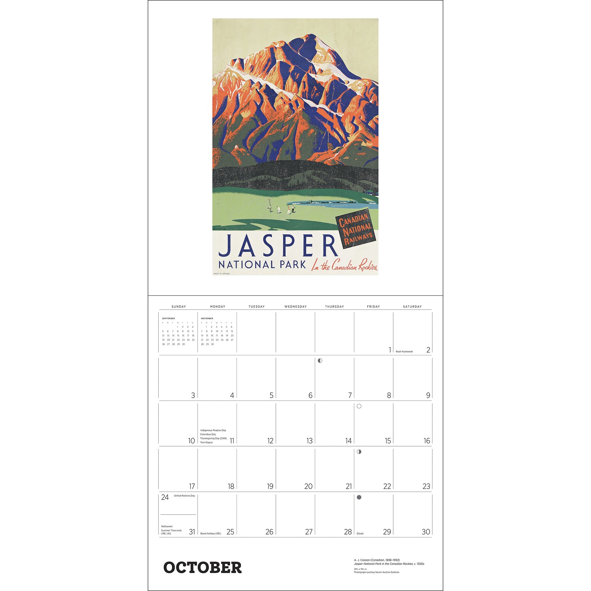 Calendrier mural 2027 : Affiches de voyage vintage du Canada
