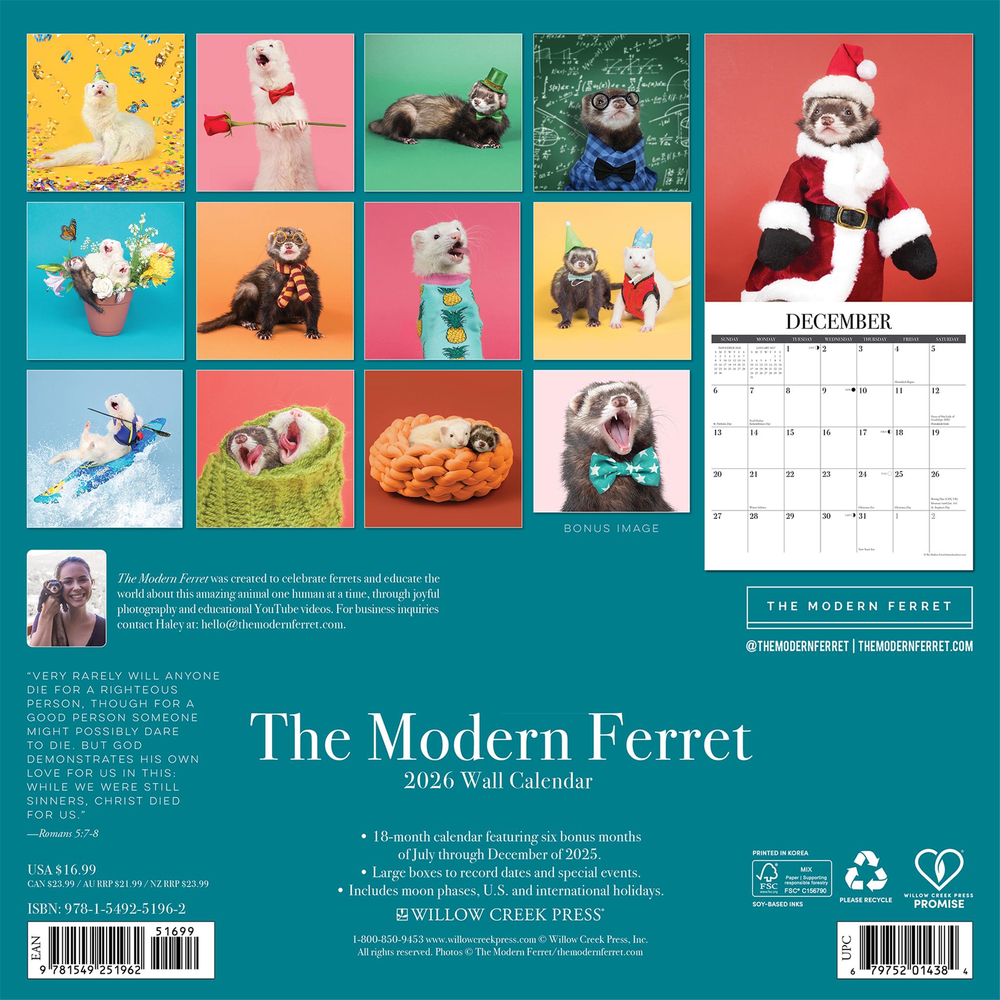 Calendrier mural Modern Ferret 2026