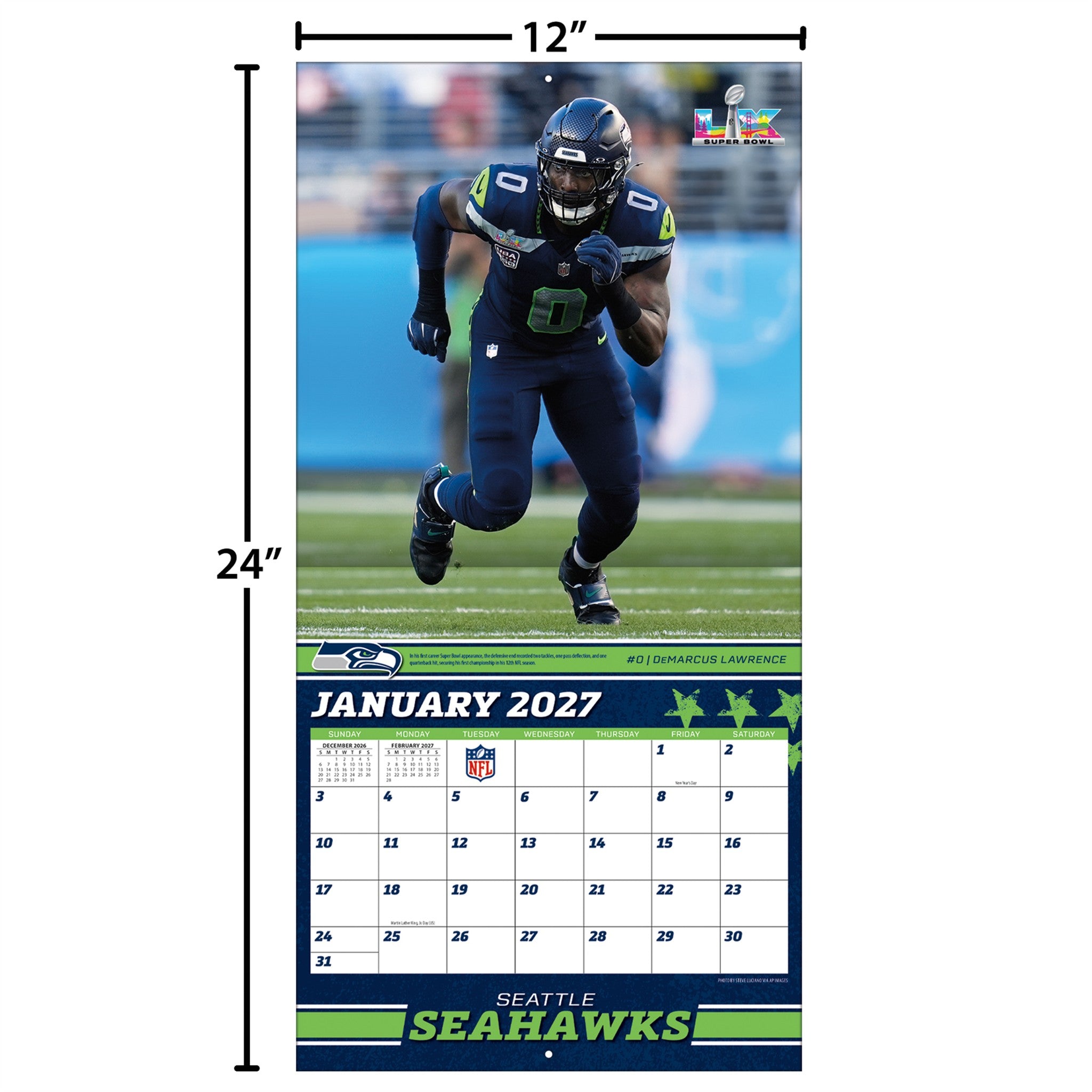 NFL Seattle Seahawks 2027 Wall Calendar
