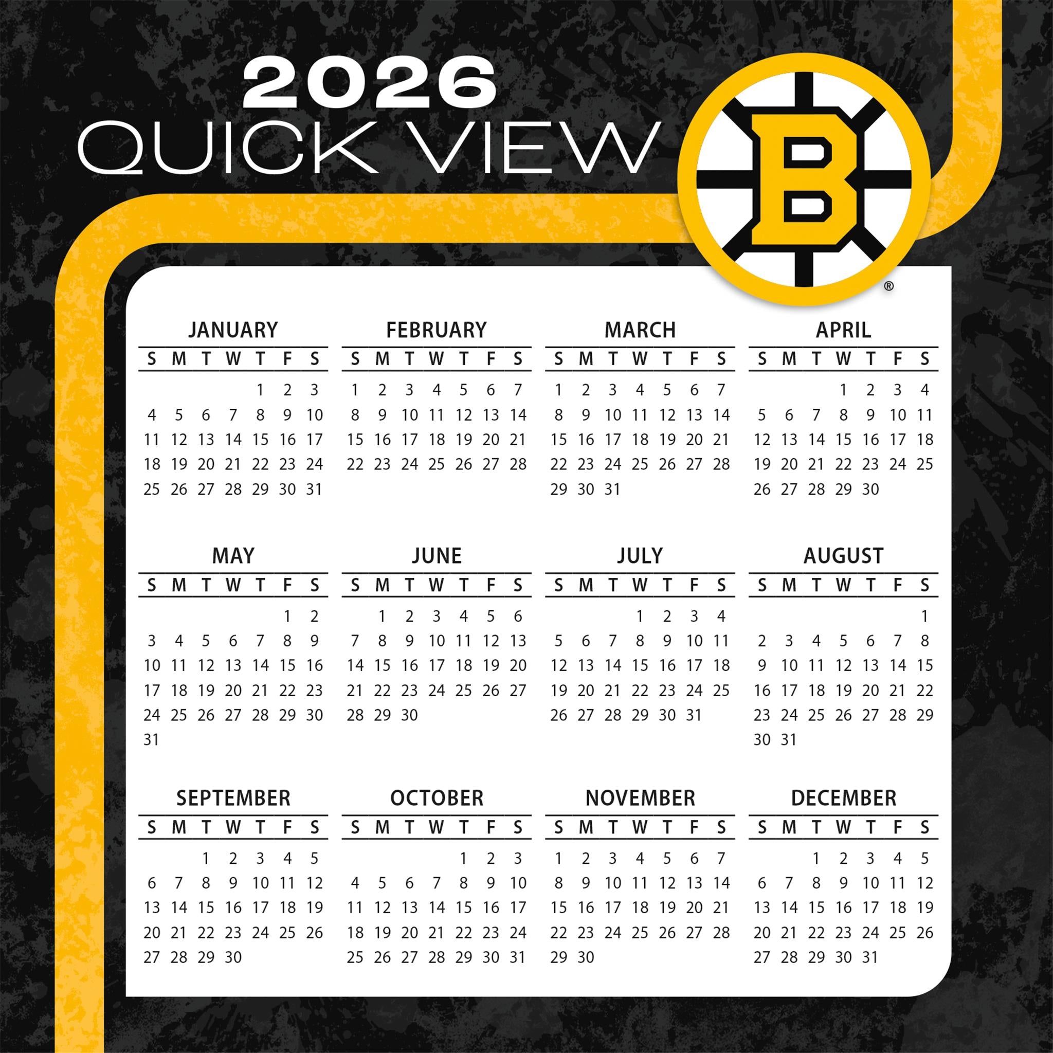 Calendrier des Bruins de Boston de la LNH 2026