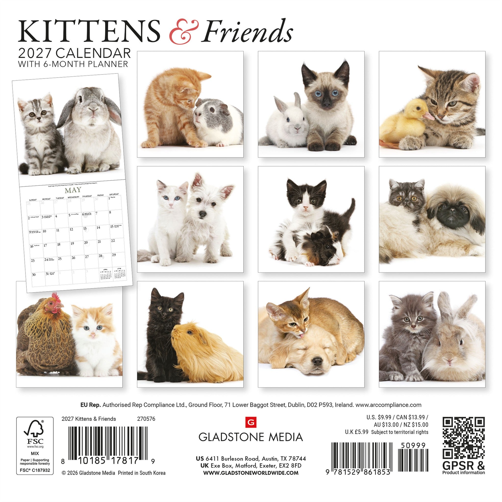 Mini calendrier Chatons et amis 2027