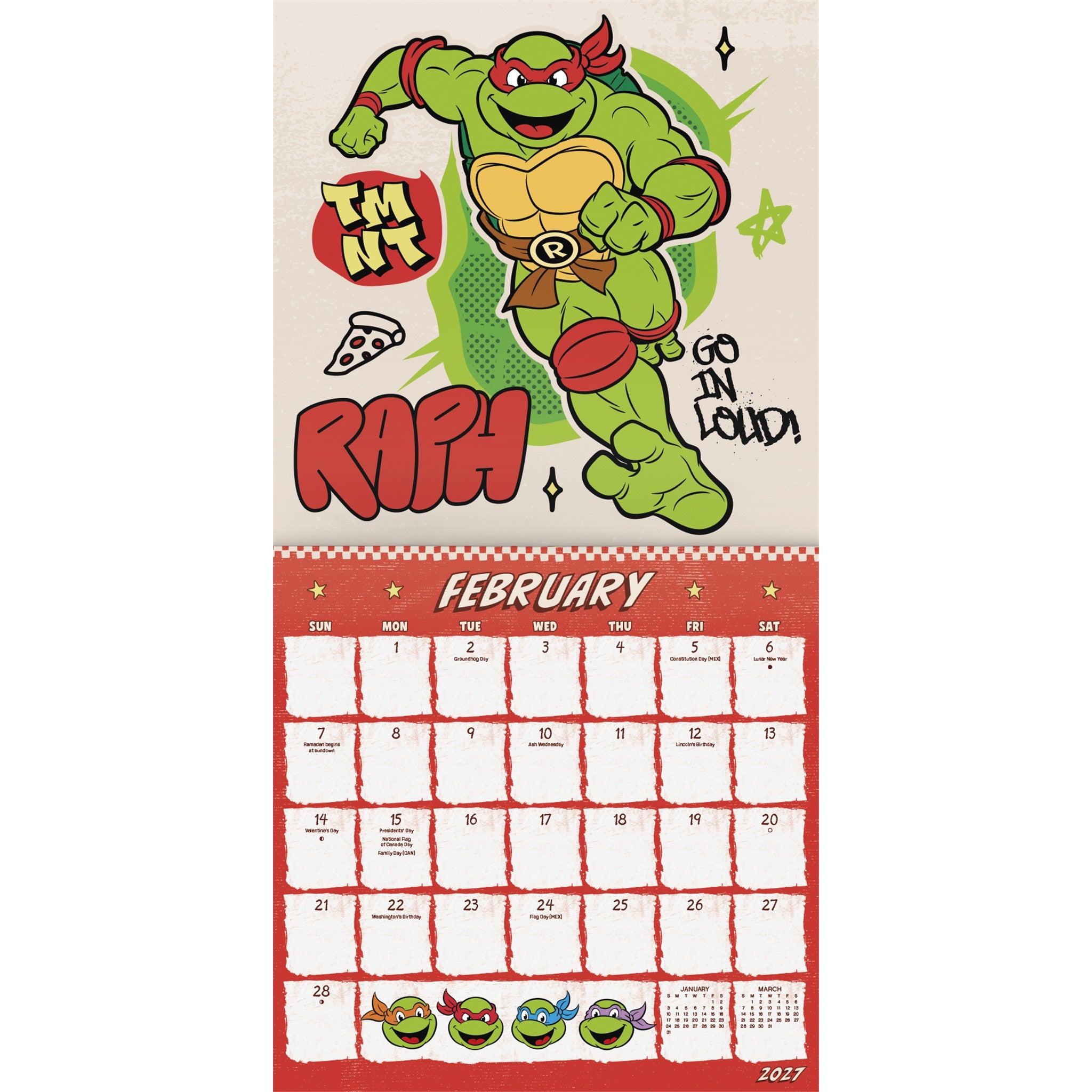 Calendrier mural Tortues Ninja 2027