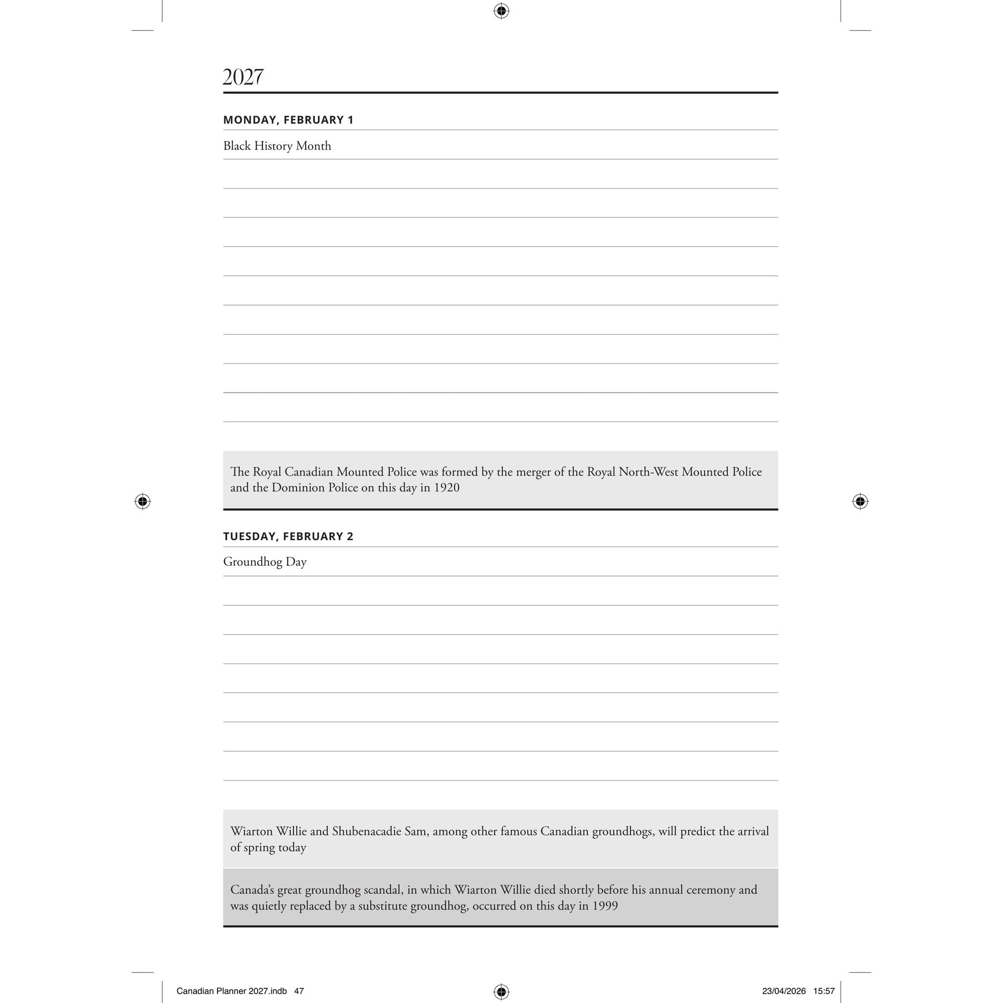 The Canadian Planner 2027 Engagement Calendar