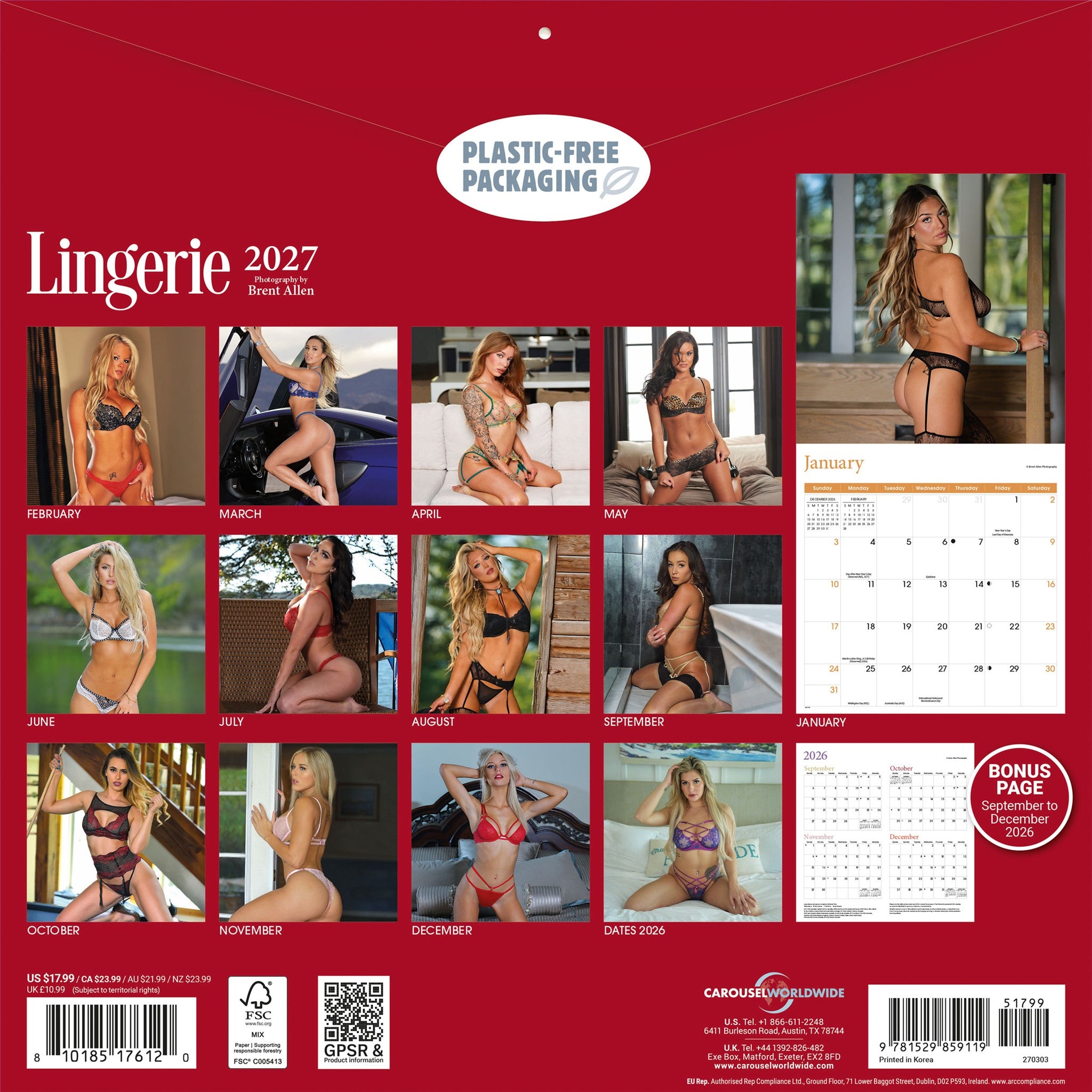 Lingerie 2027 Wall Calendar
