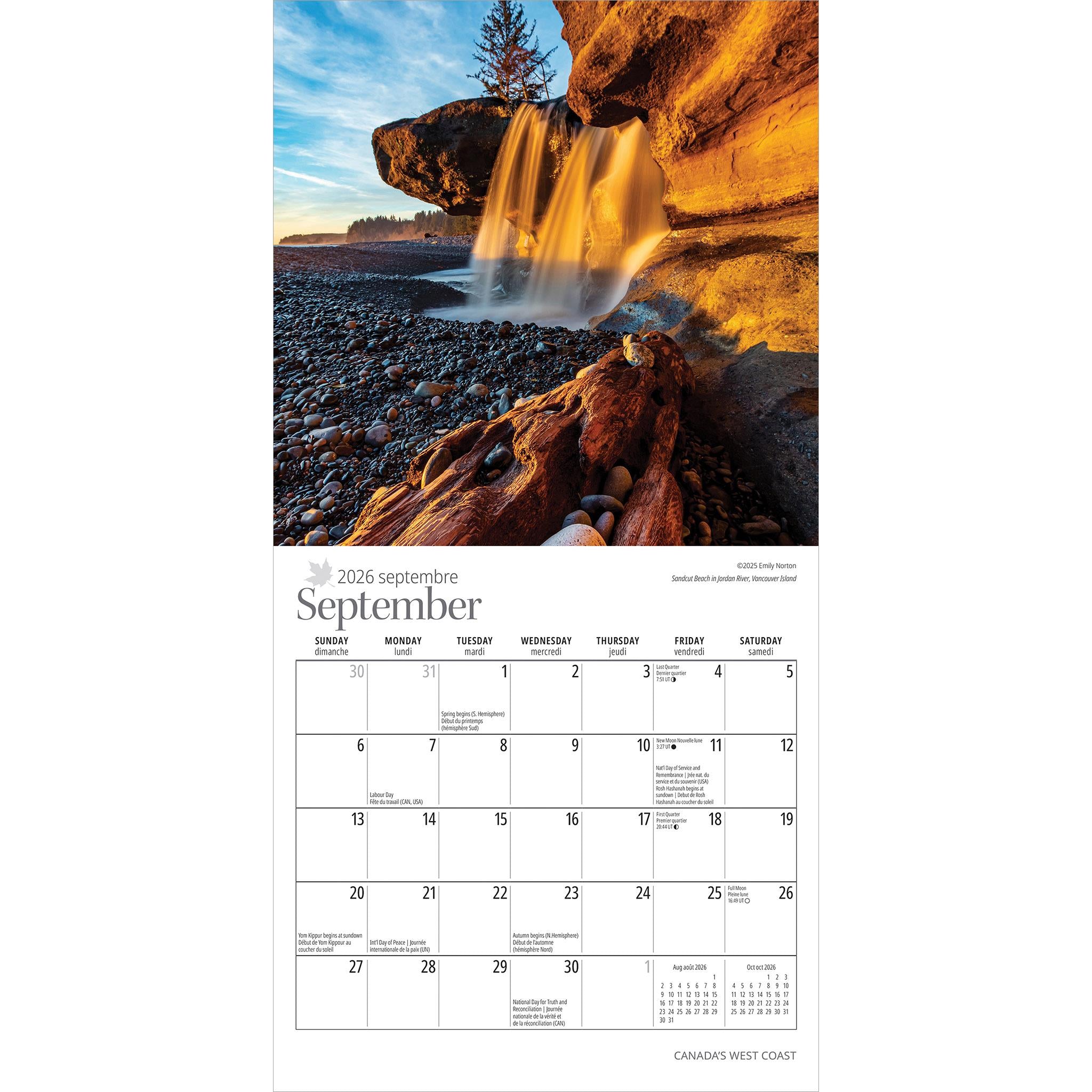 Mini-calendrier 2026 de la côte ouest canadienne - Disponible uniquement en ligne
