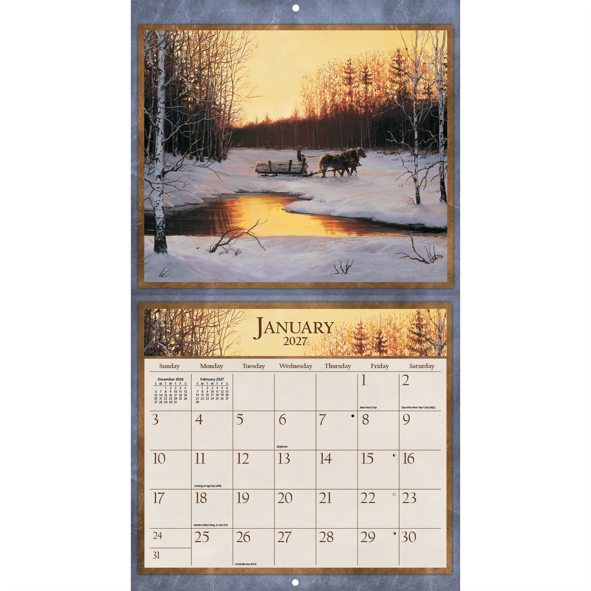 Horses in the Mist Special Edition with Print 2026-2027 Wall Calendar