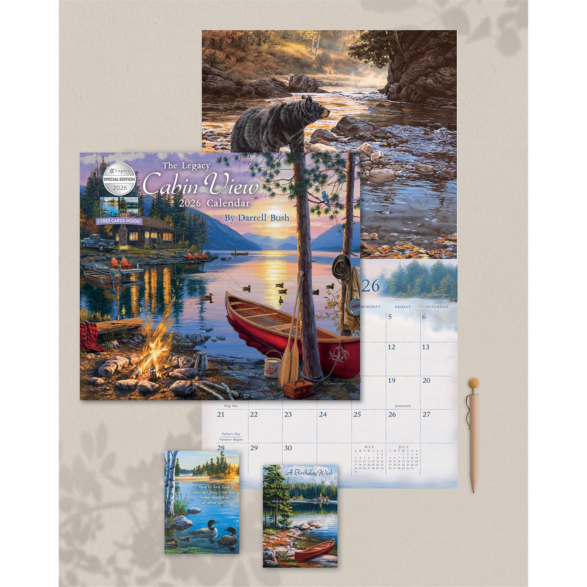Cabin View 2026 Deluxe Special Edition Wall Calendar with Cards