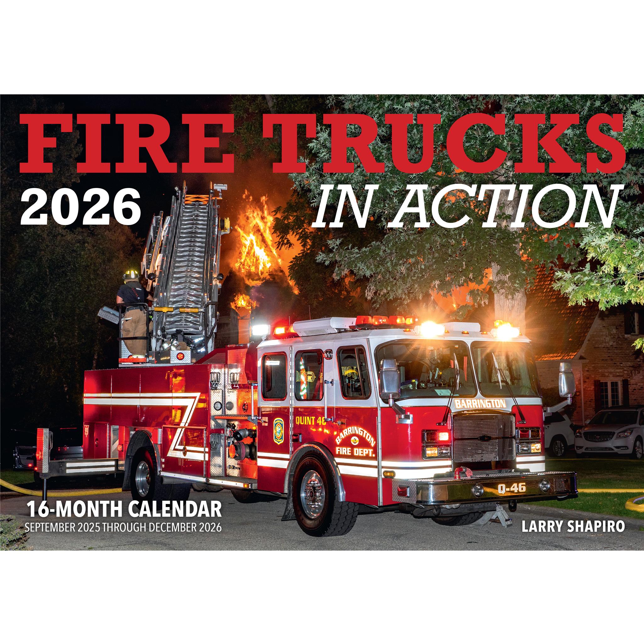 Calendrier mural grand format 2026 : Camions de pompiers en action