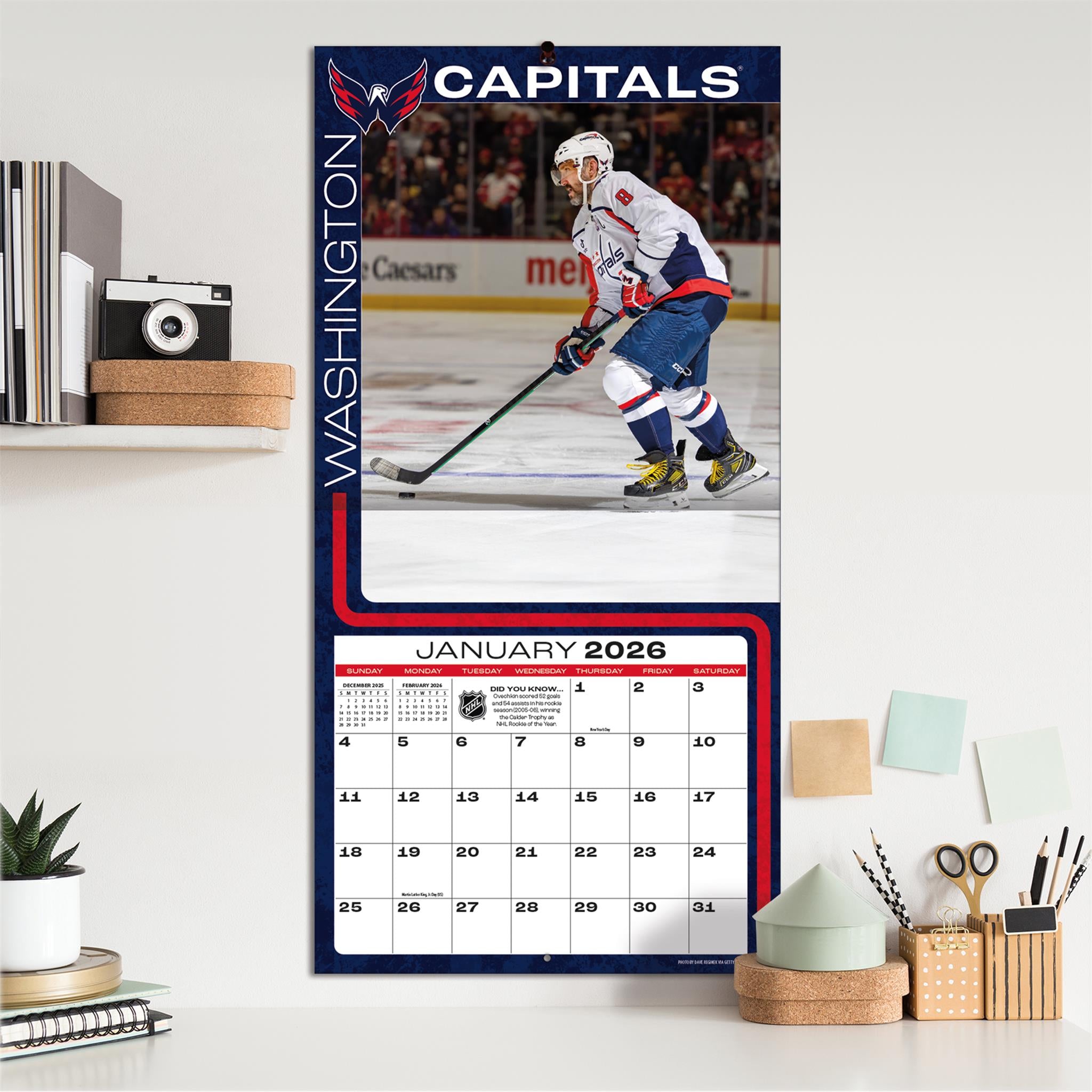 NHL Alex Ovechkin Washington Capitals 2026 Wall Calendar