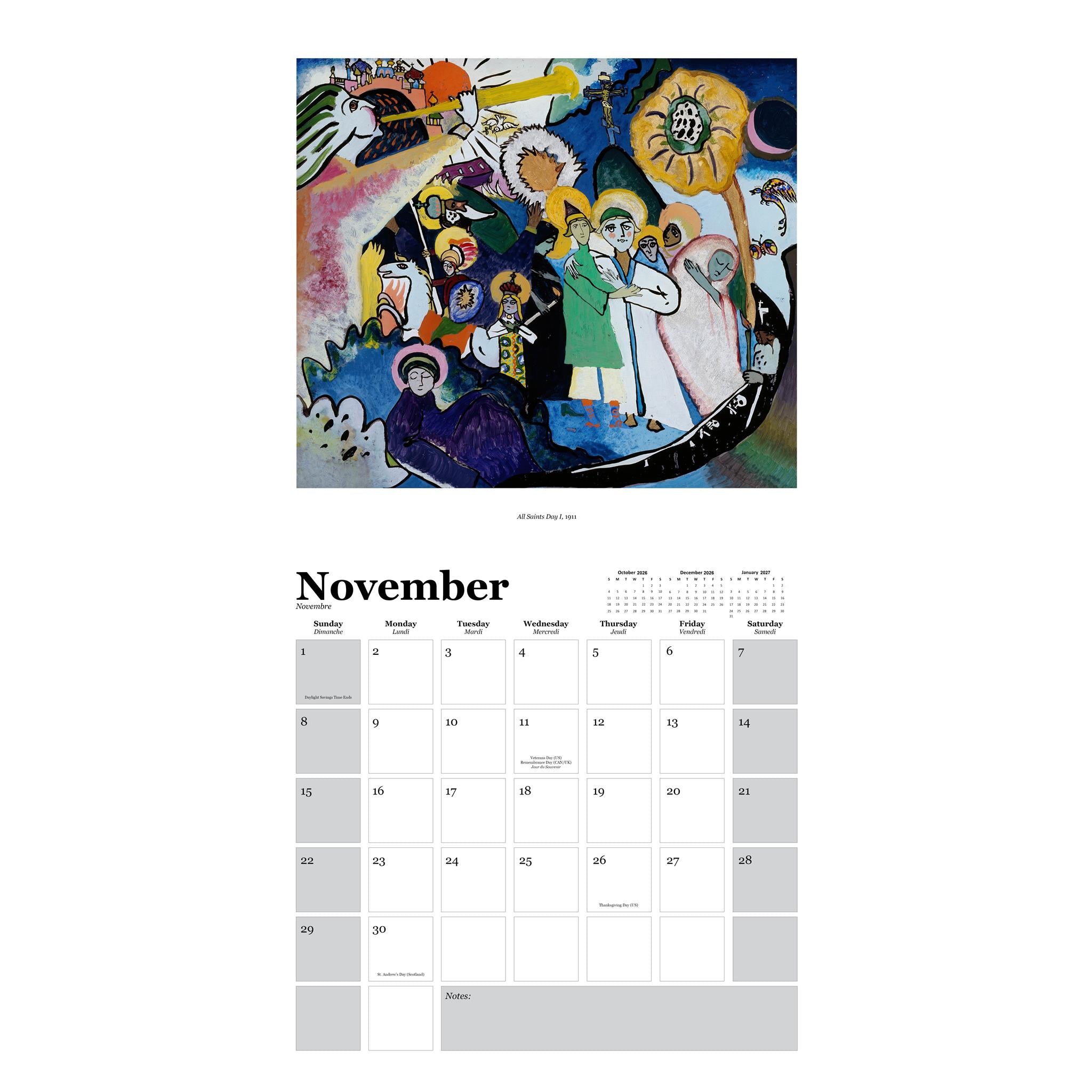 Calendrier mural Kandinsky 2026 - Disponible uniquement en ligne
