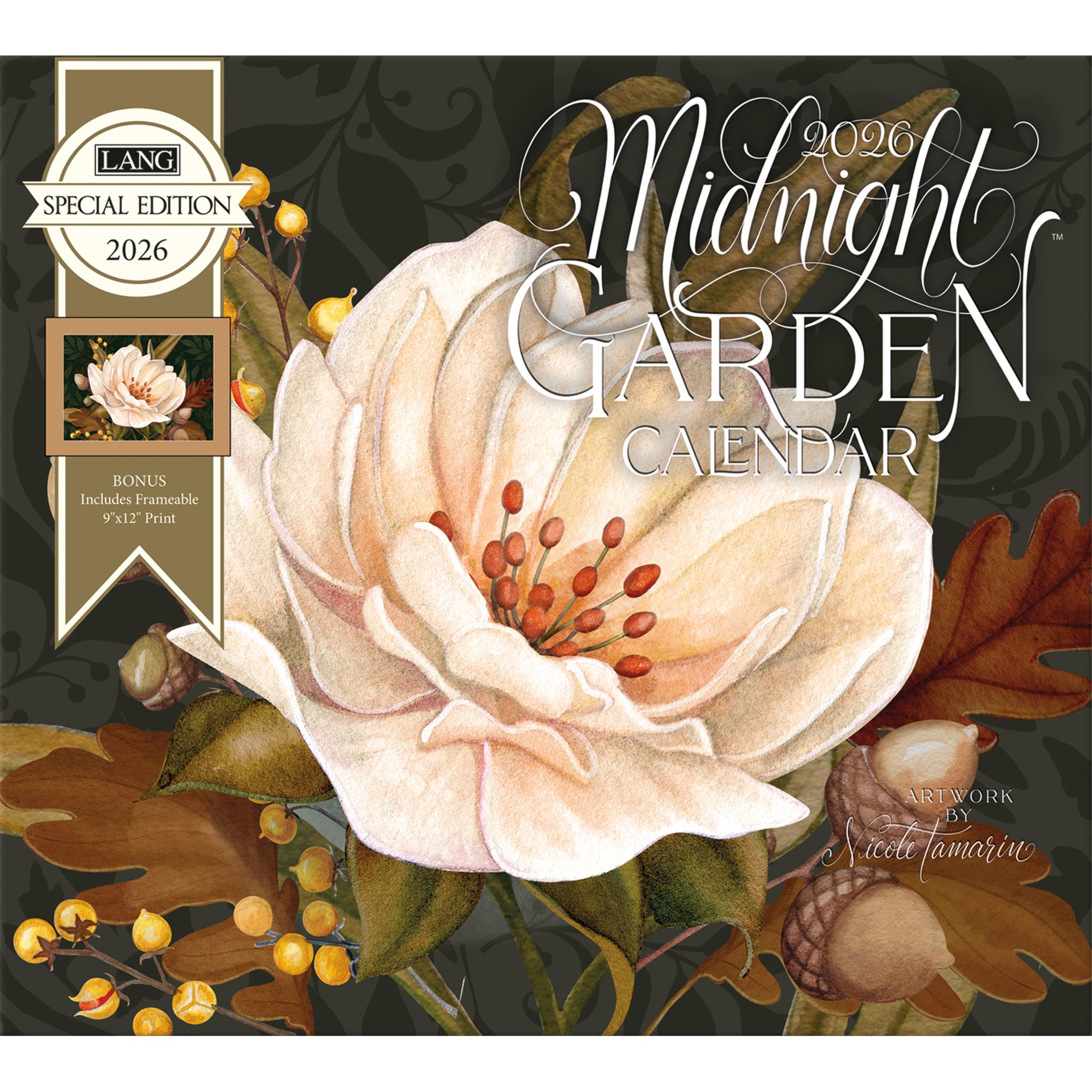 Calendrier mural Midnight Garden 2026 Édition Spéciale avec impression