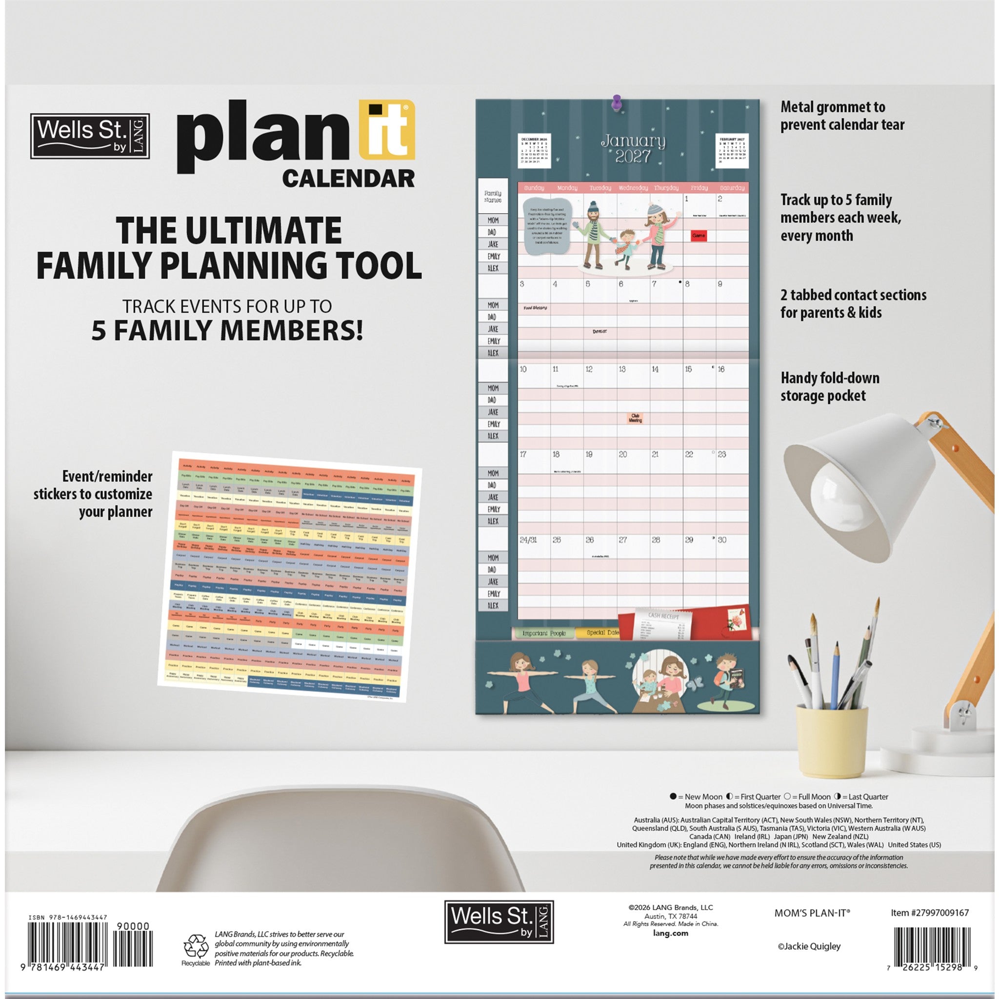 Calendrier mural Moms Plan-It 2027 – En ligne seulement