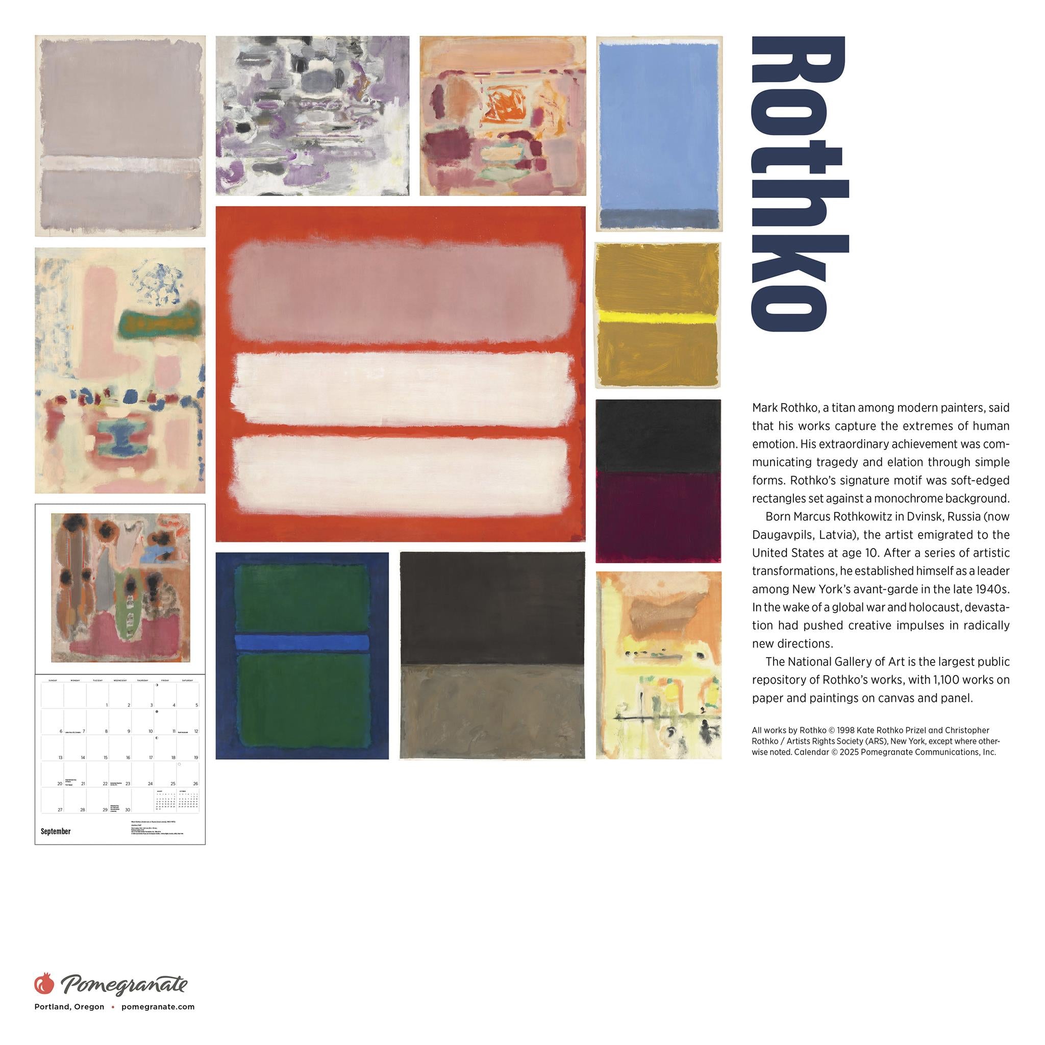 Calendrier mural Rothko 2026