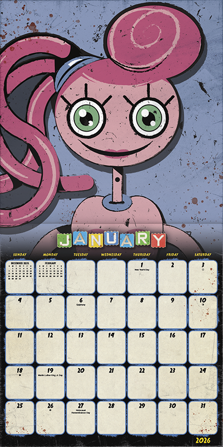 Calendrier mural Poppy Playtime 2026 - Disponible uniquement en ligne