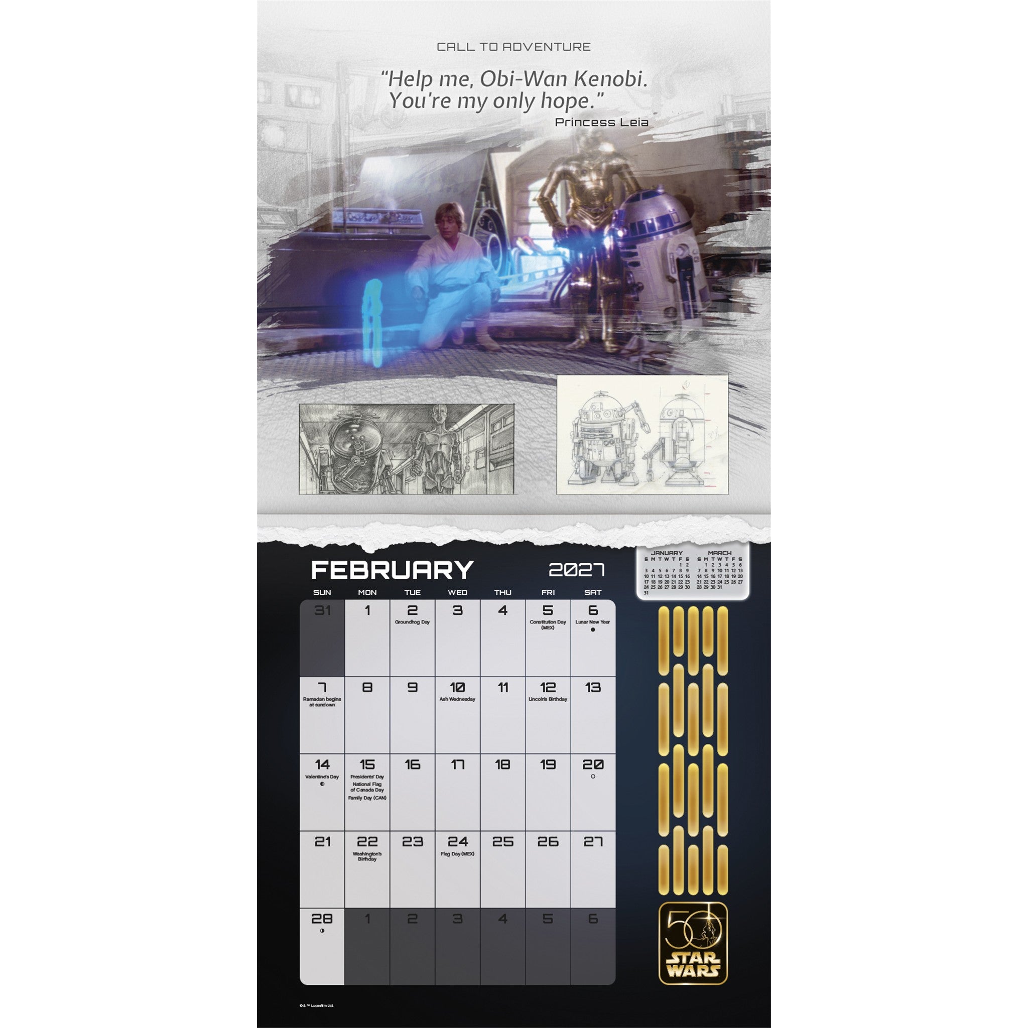 Star Wars 50th Anniversary Collector's Edition 2027 Wall Calendar
