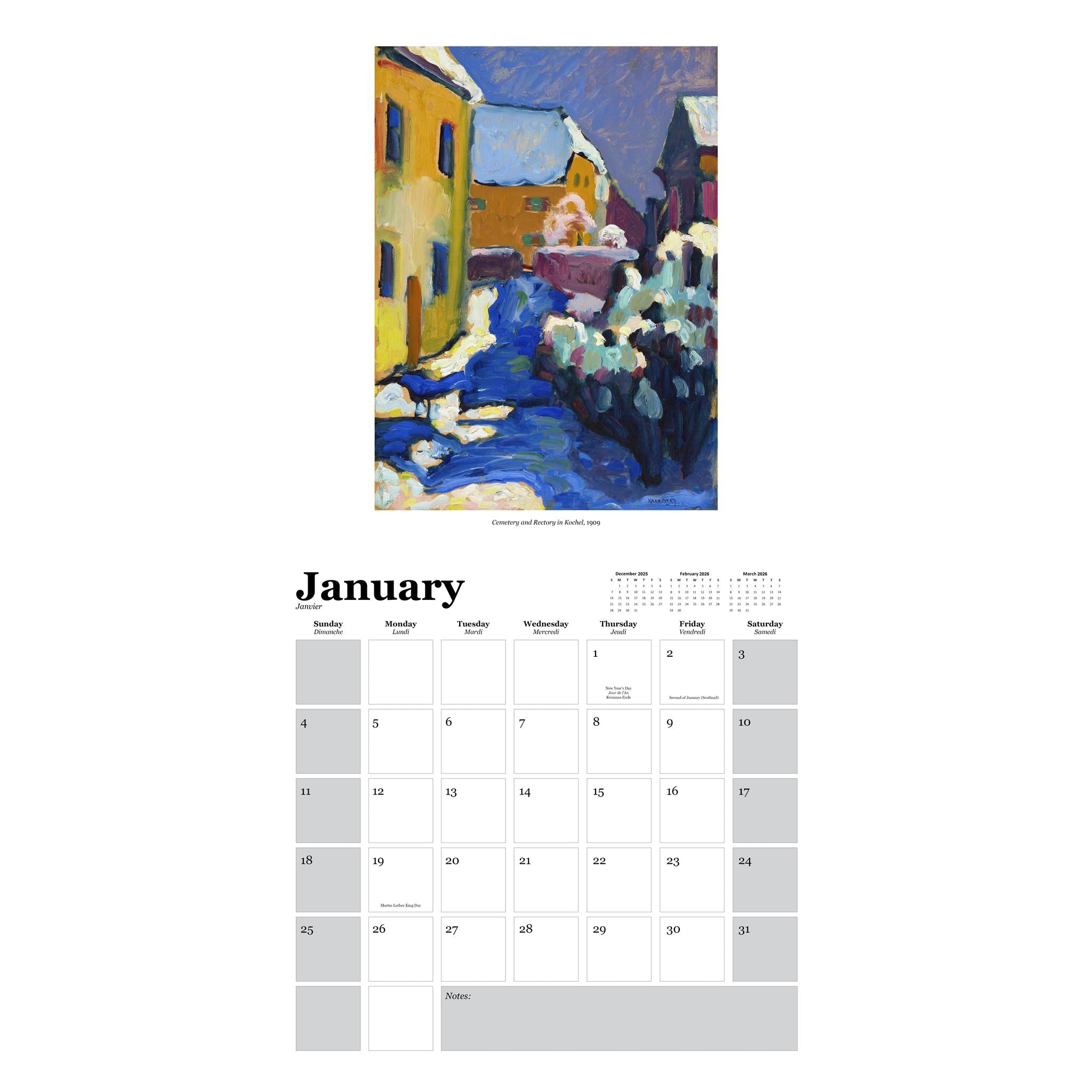 Calendrier mural Kandinsky 2026 - Disponible uniquement en ligne