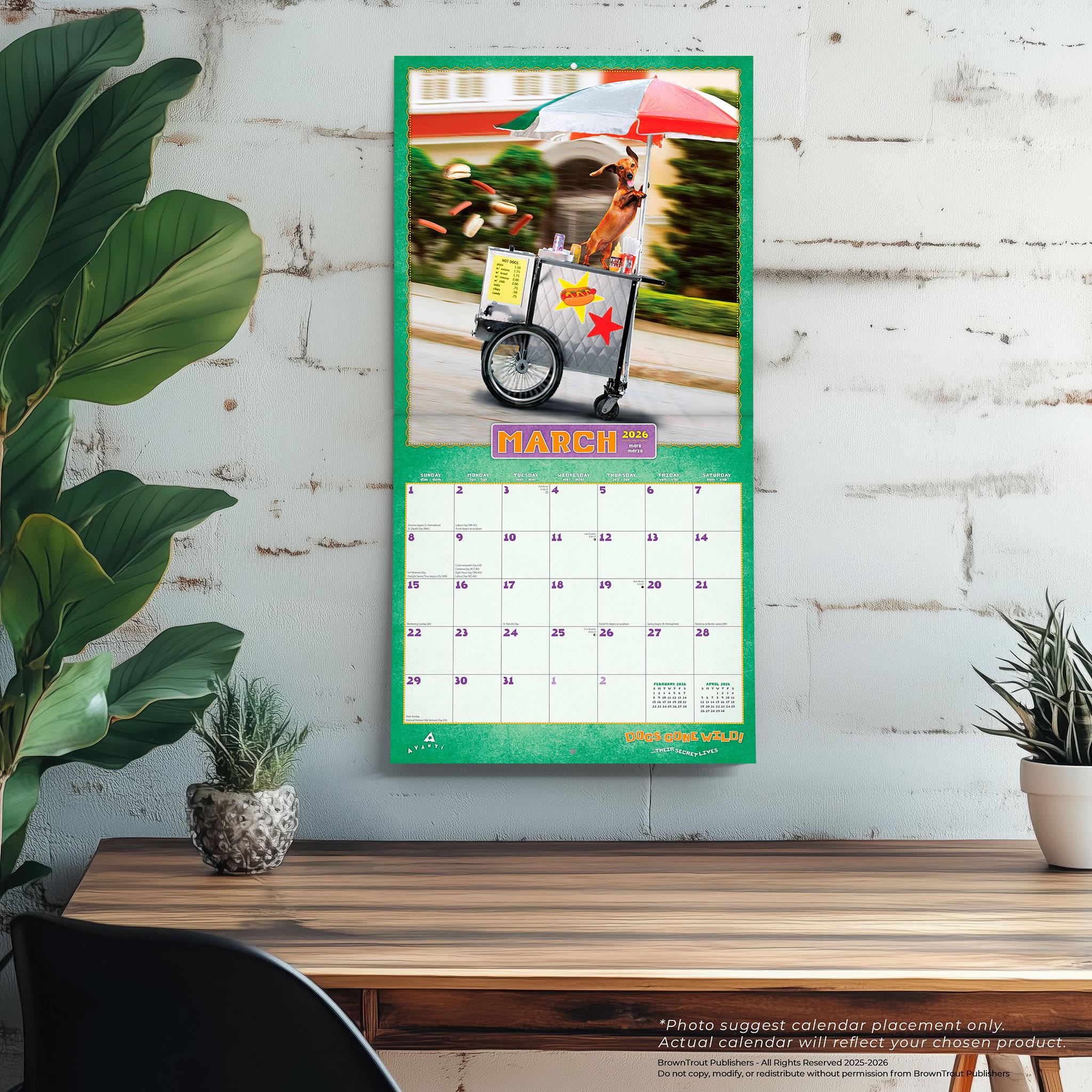 Dogs Gone Wild Avanti 2026 Wall Calendar