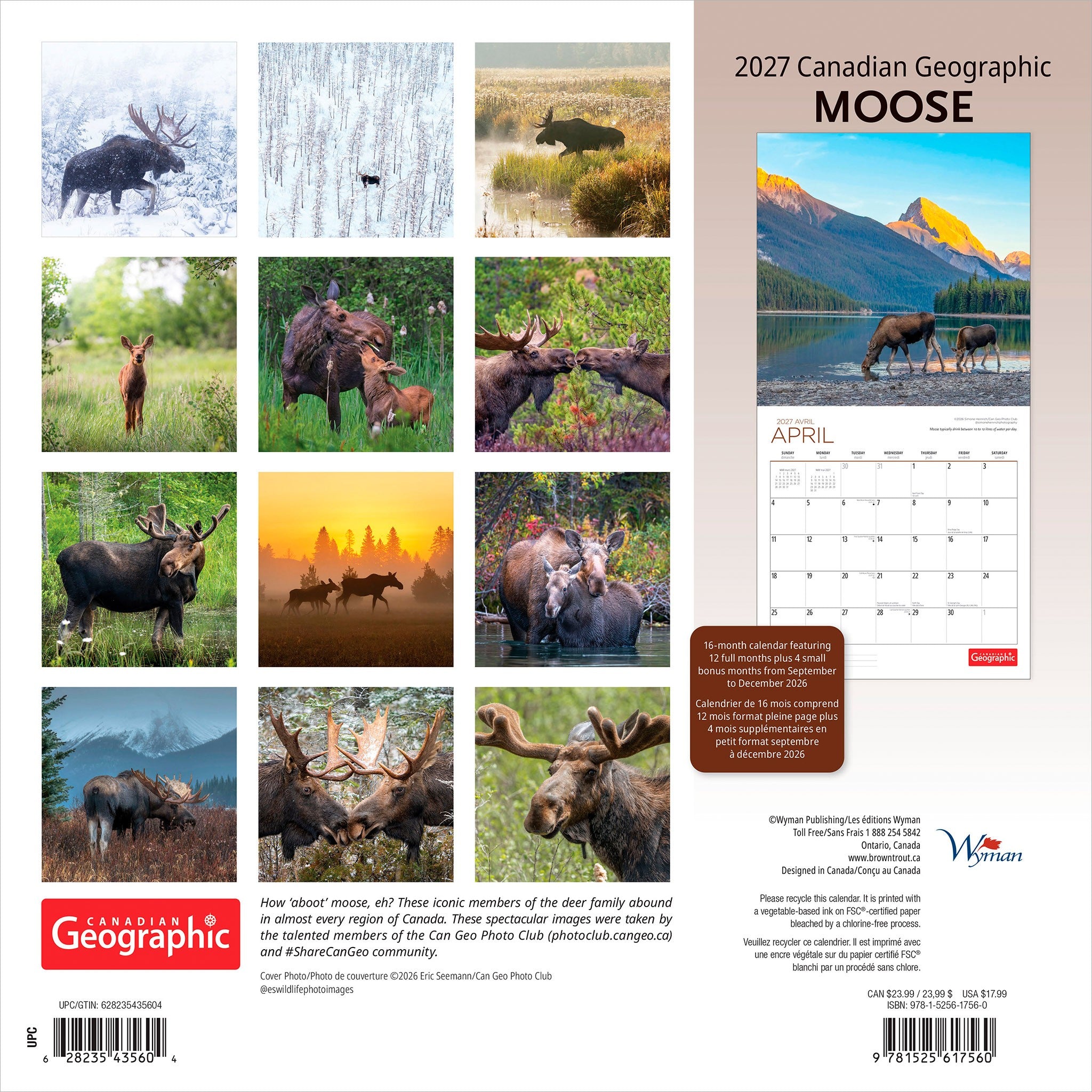 Canadian Geographic Moose 2027 Wall Calendar