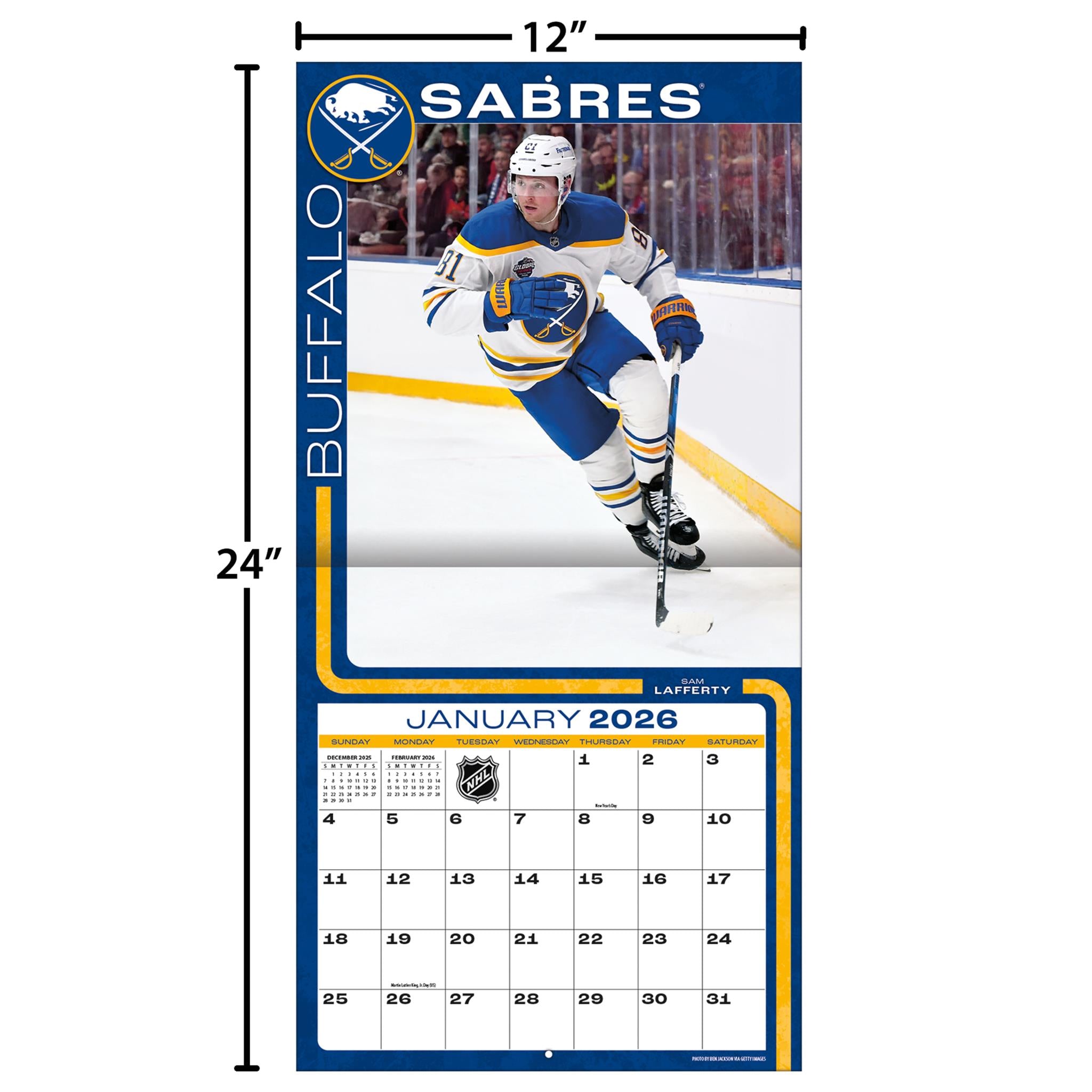 Calendrier mural 2026 des Sabres de Buffalo (NHL)