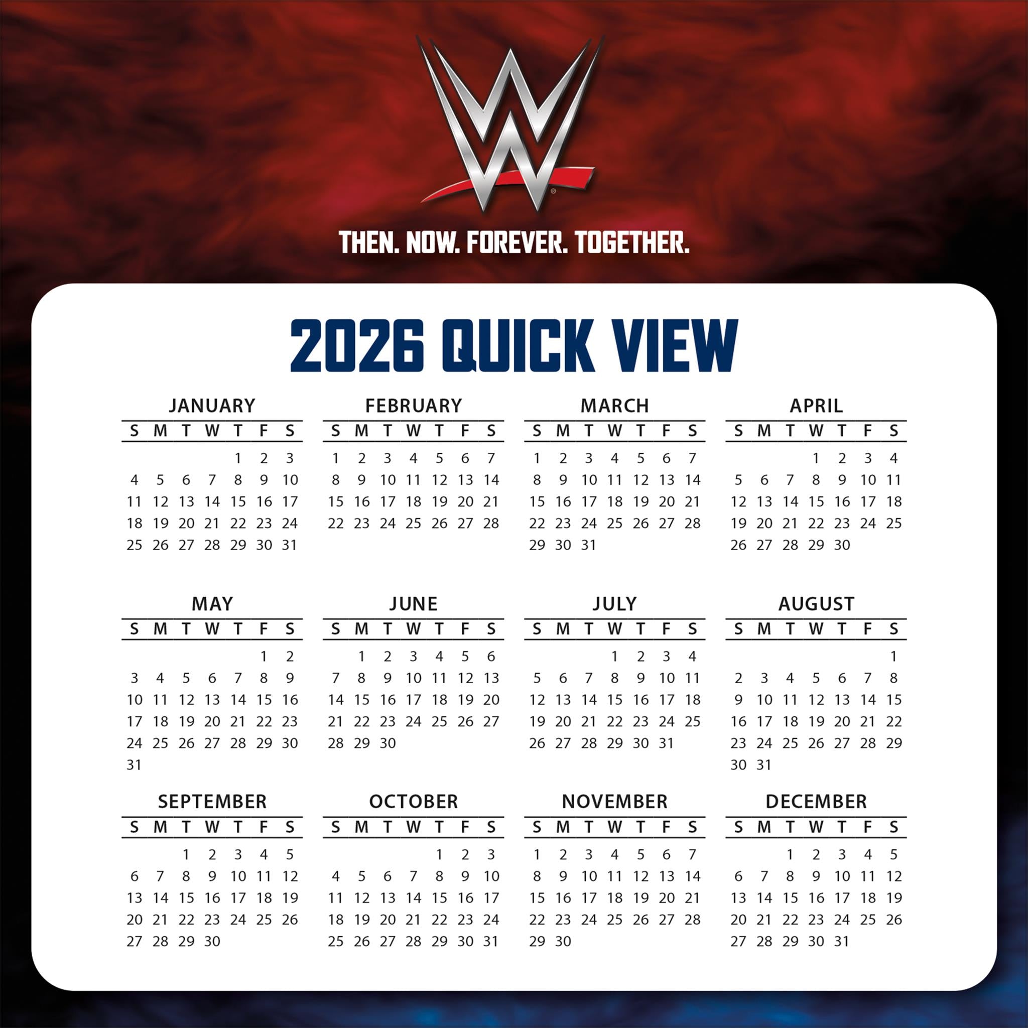 WWE 2026 Box Calendar