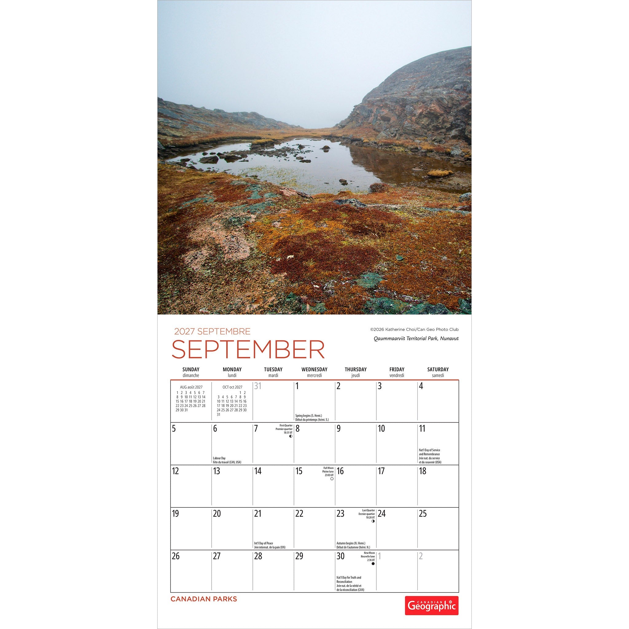 Canadian Geographic Canadian Parks 2027 Mini Calendar