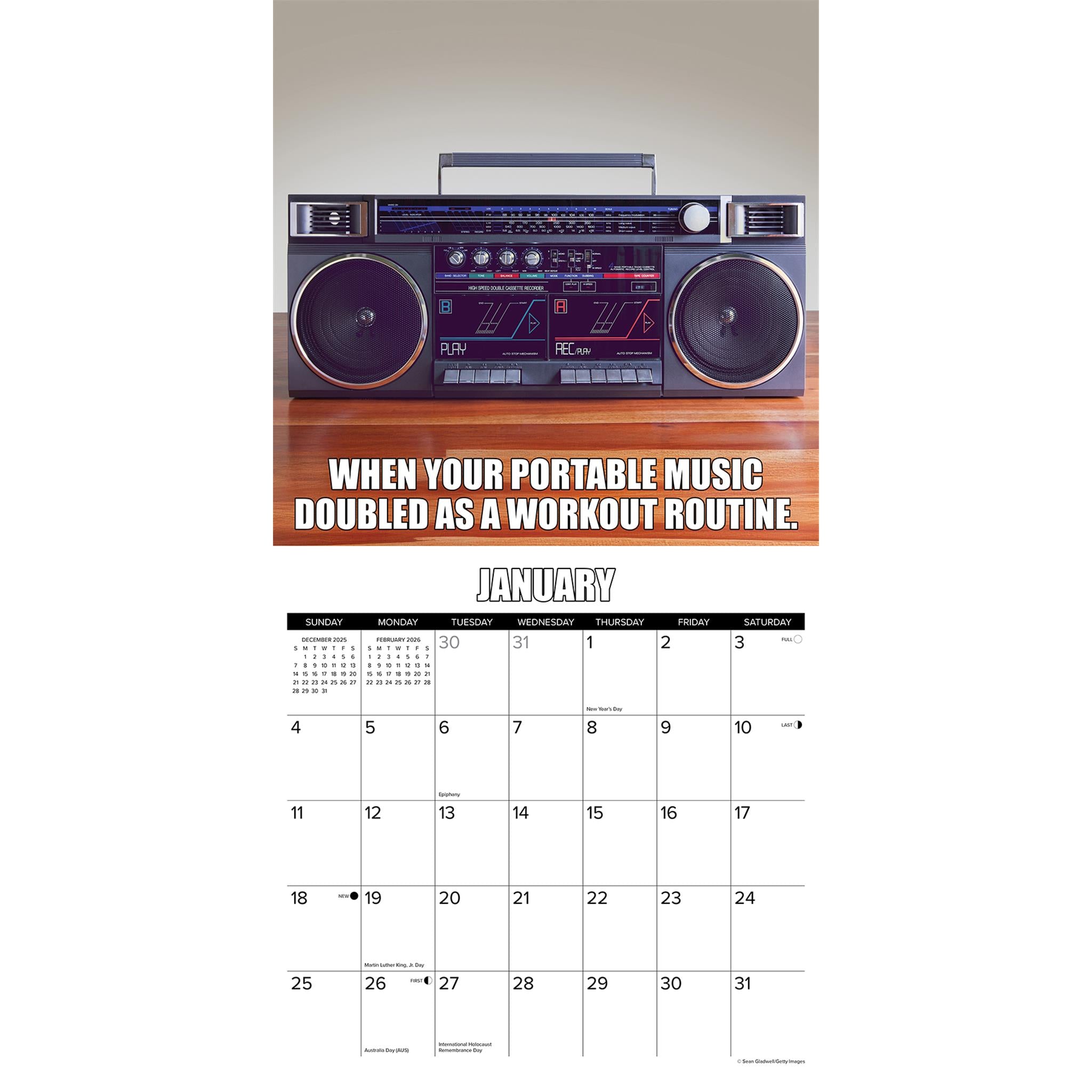 Calendrier mural 80's Flashback 2026 - Disponible uniquement en ligne