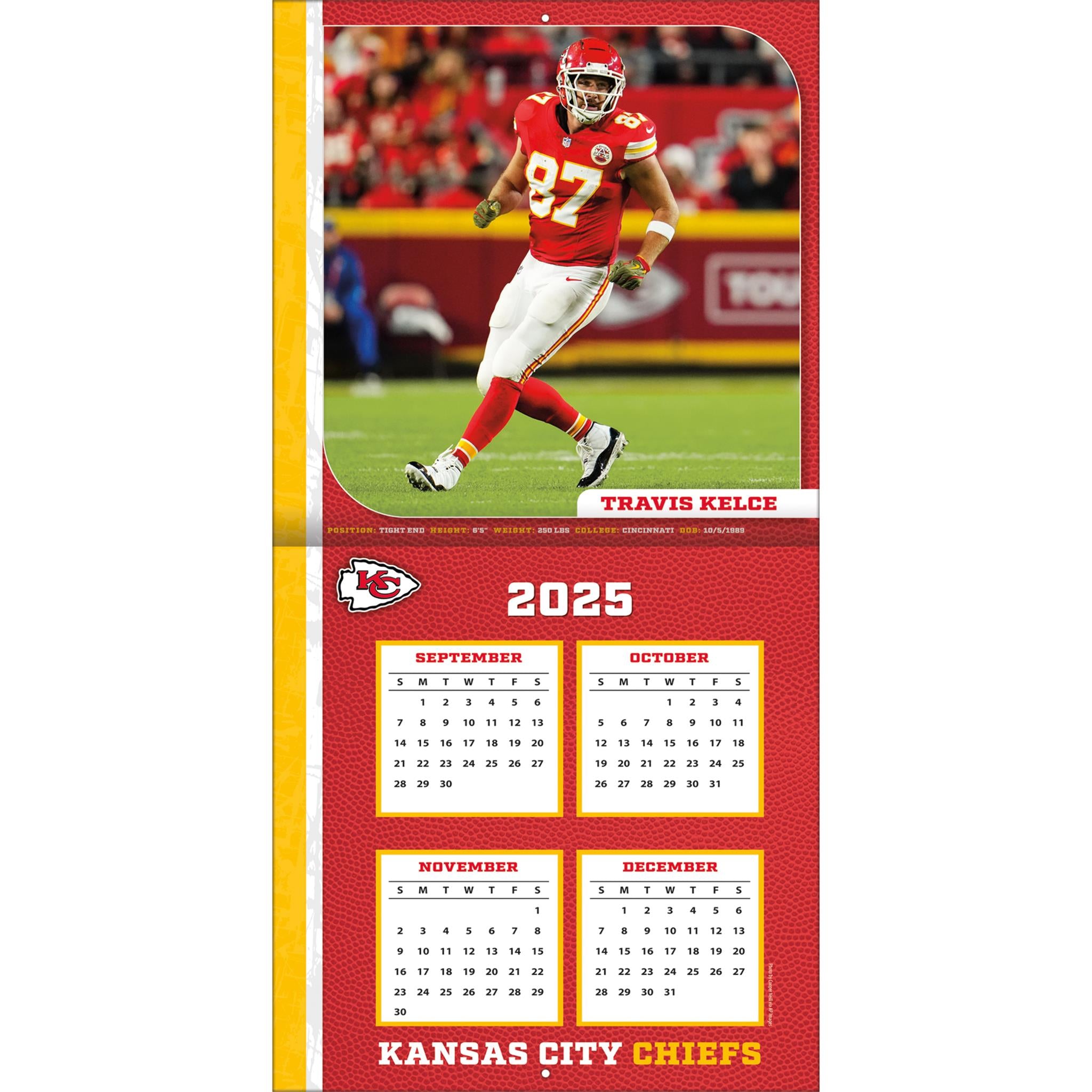 Calendrier mural NFL Travis Kelce Kansas City Chiefs 2026