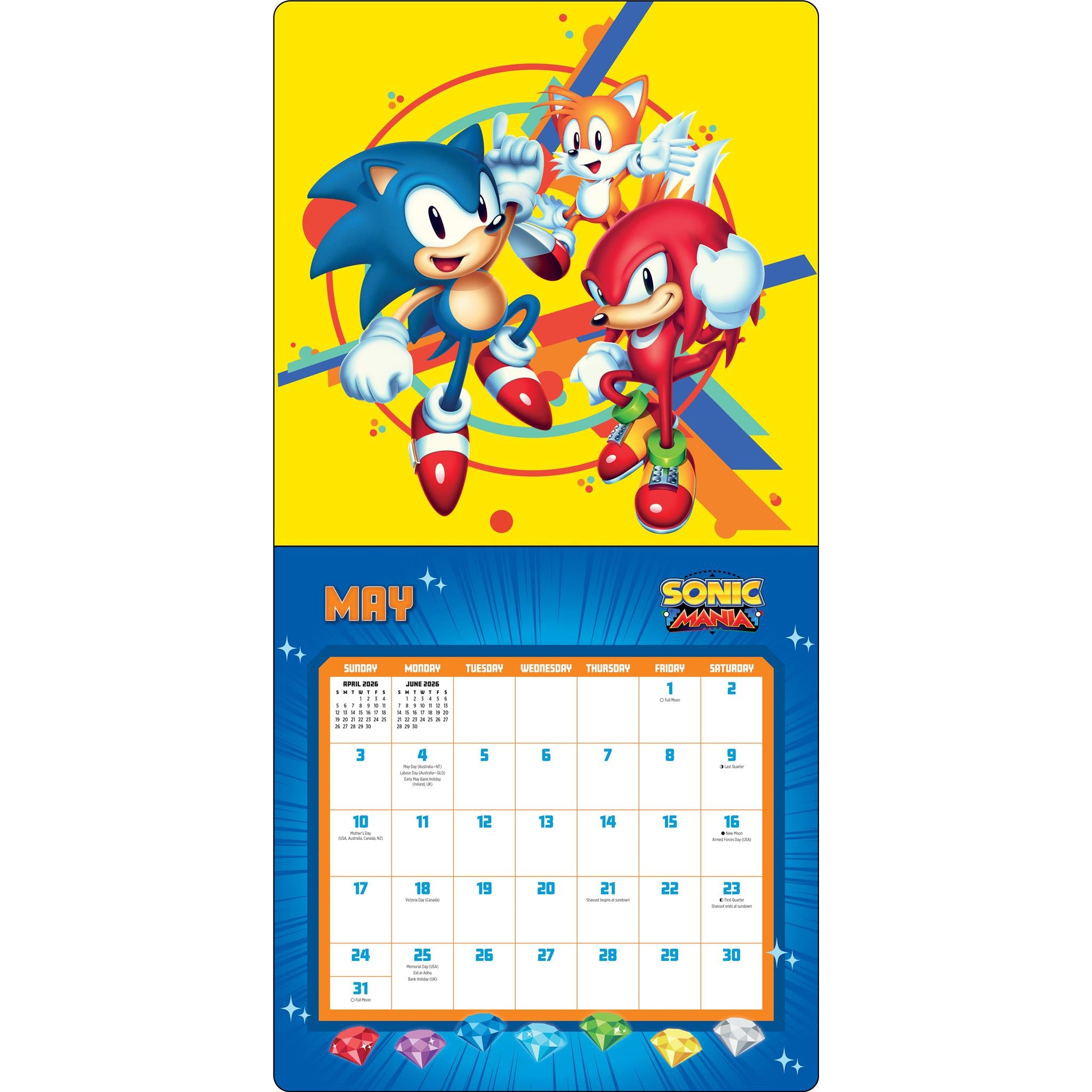 Calendrier mural de luxe Sonic le Hérisson 35e anniversaire avec cartes de vœux 2026 - Disponible uniquement en ligne
