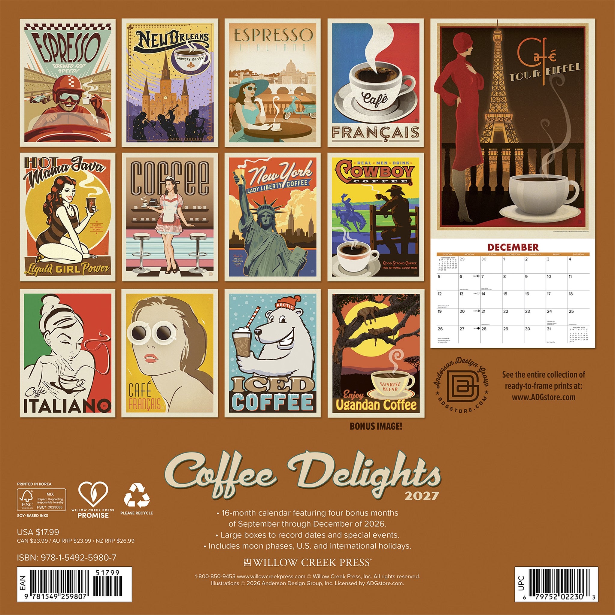 Coffee Delights 2027 Wall Calendar