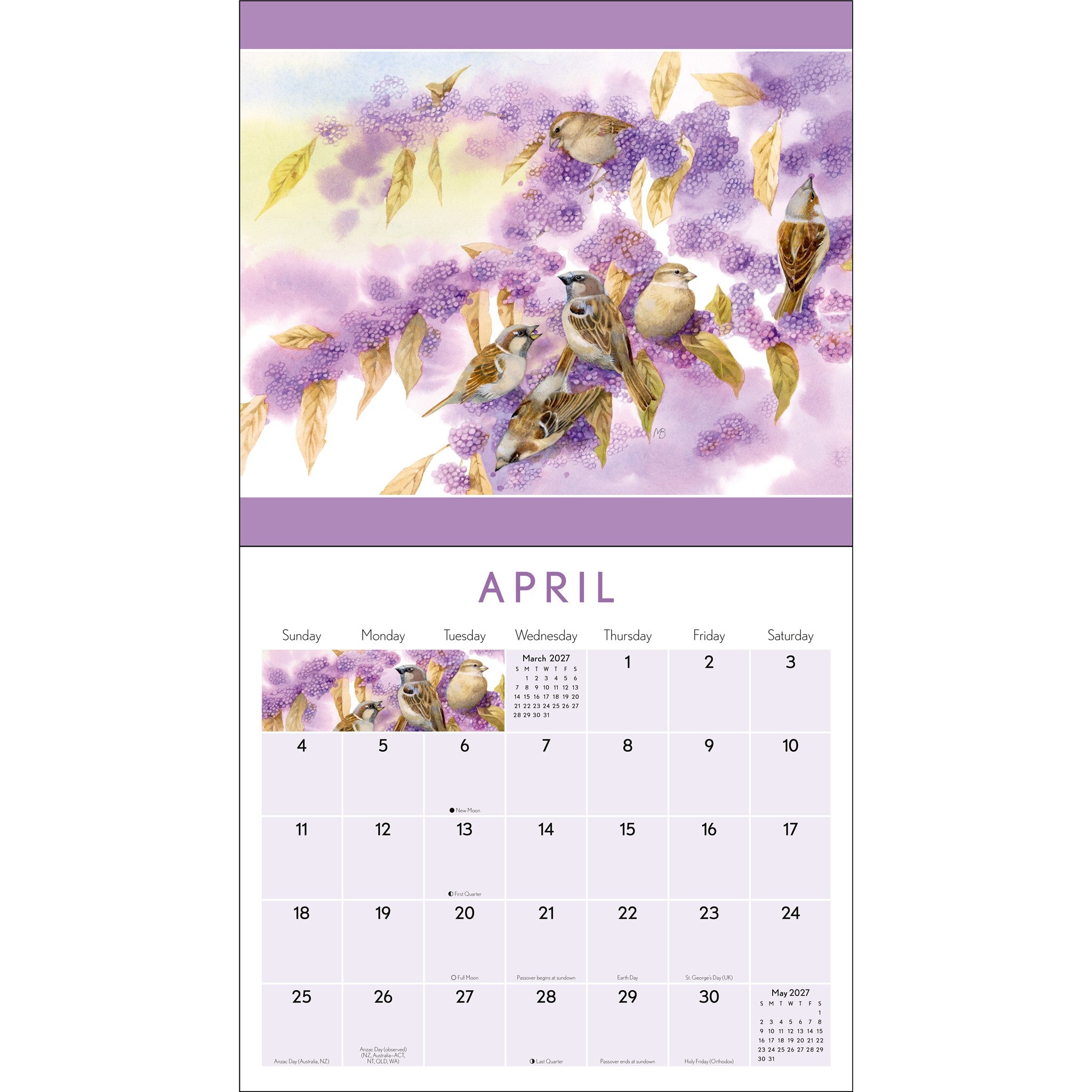 Calendrier mural de luxe L'inspiration de la nature Marjolein Bastin 2027