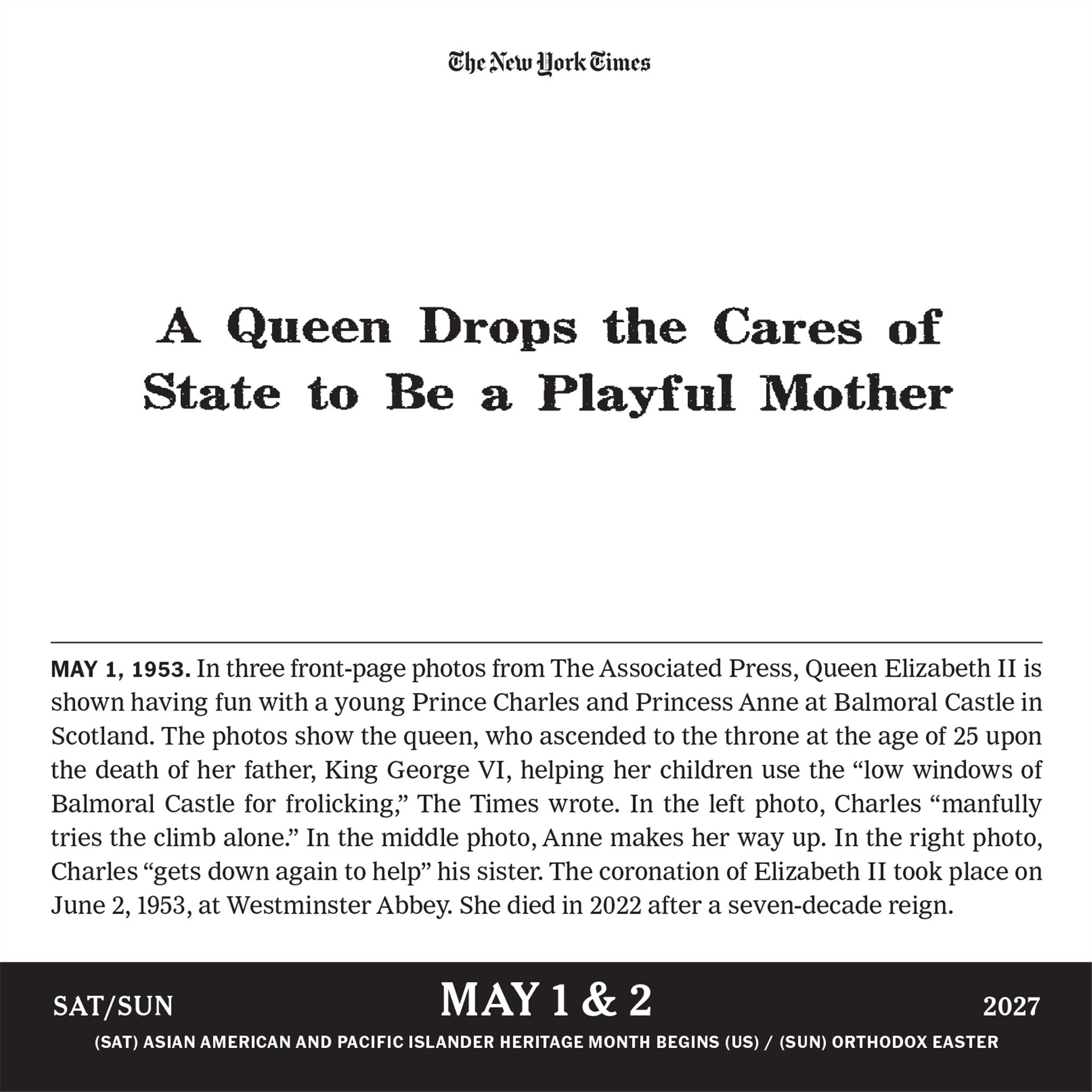 The New York Times Headlines in History 2027 Box Calendar - Online Only
