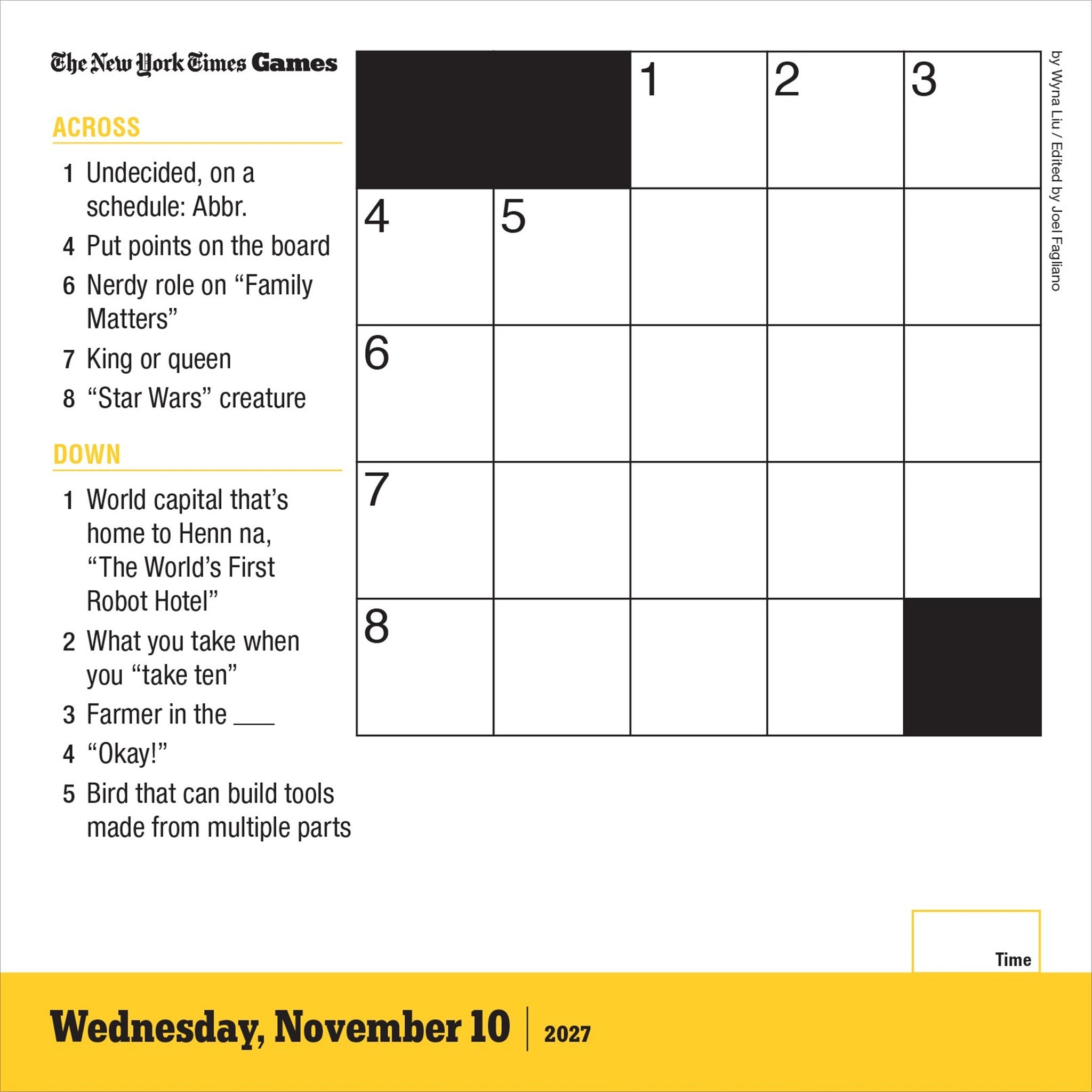 New York Times Mini Crossword 2027 Box Calendar