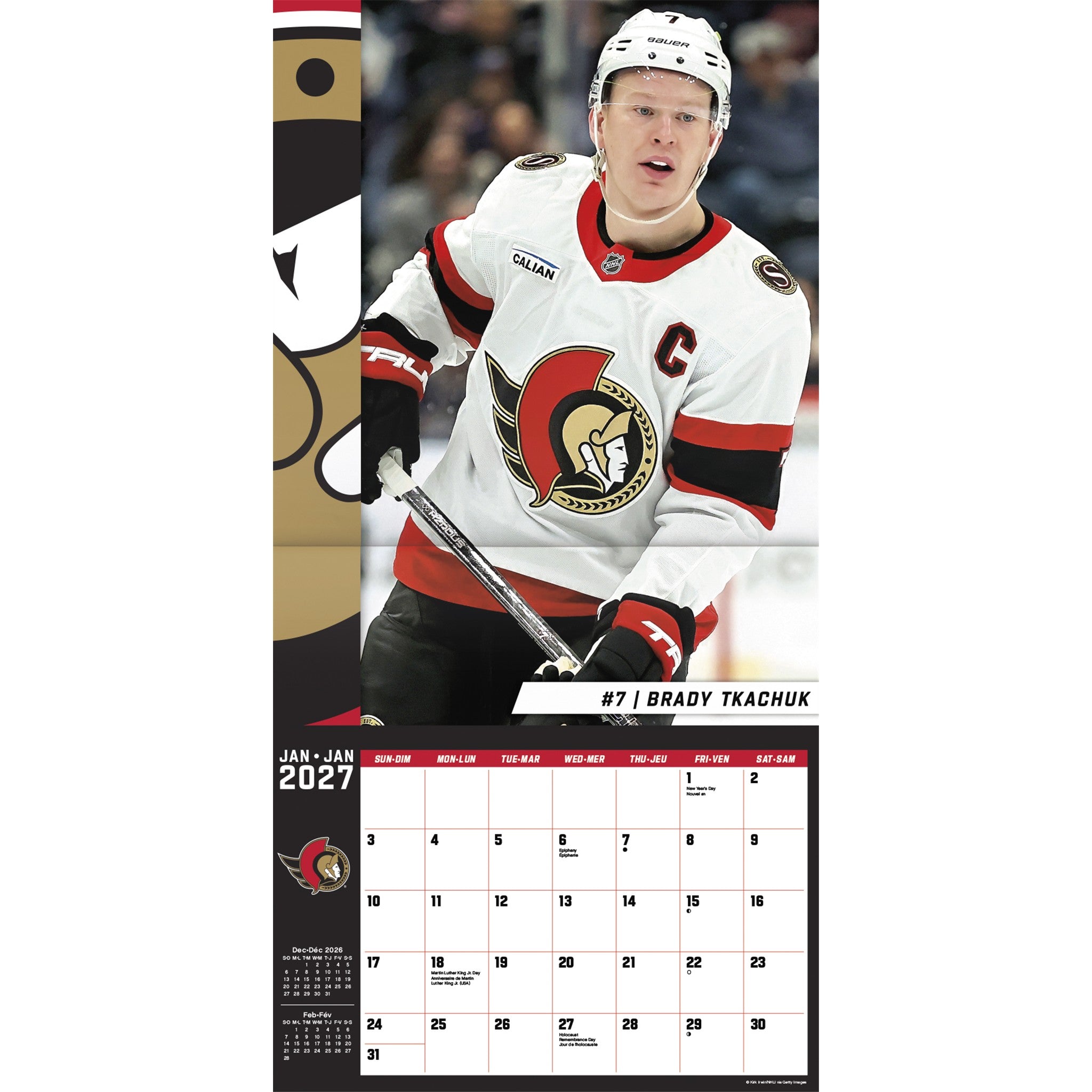NHL Ottawa Senators 2027 Wall Calendar