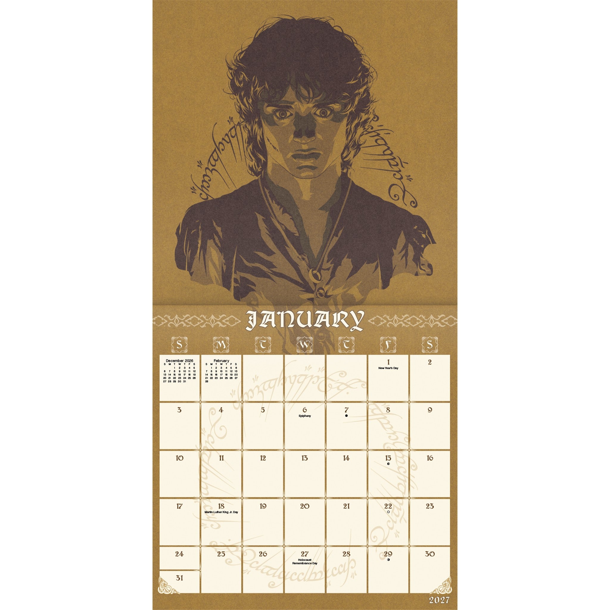 Calendrier mural 2027 Le Seigneur des Anneaux