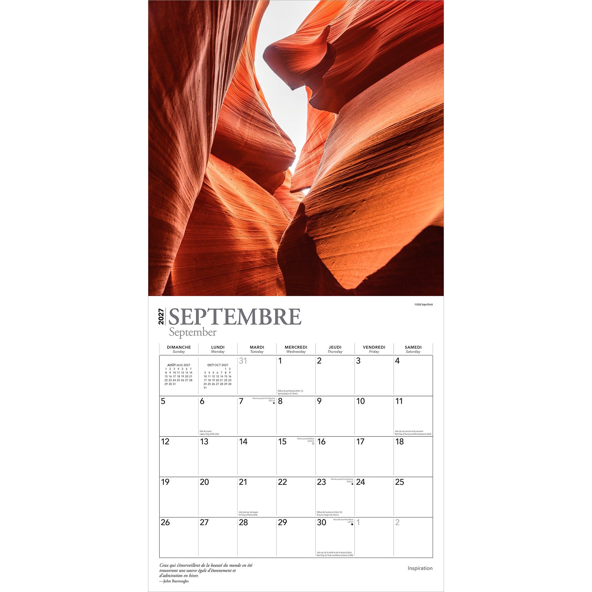 Inspiration 2027 Wall Calendar (French)