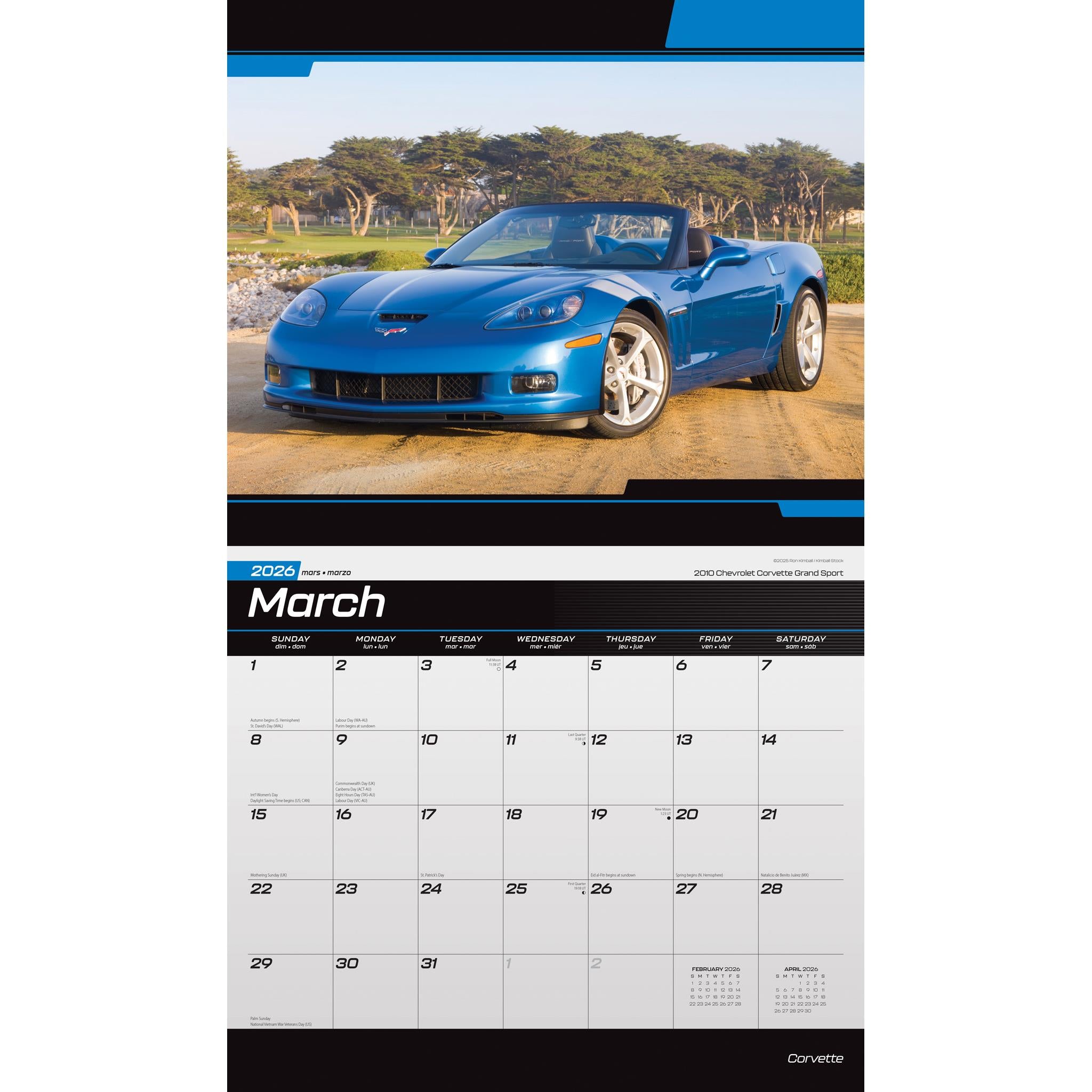 Calendrier mural Corvette 2026