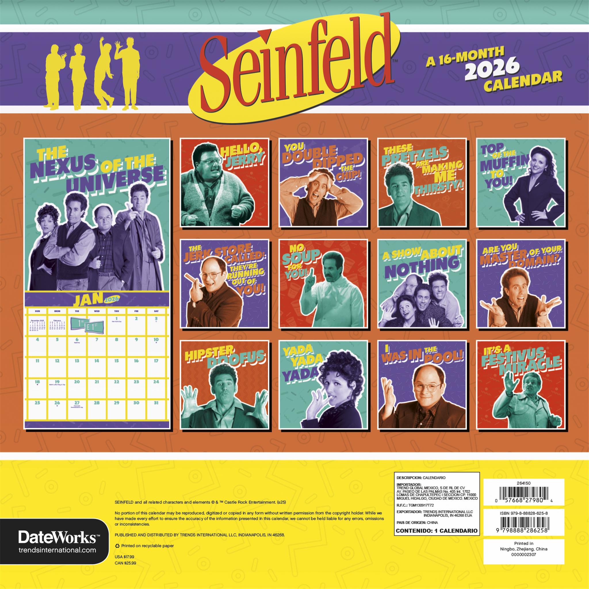 Calendrier mural Seinfeld 2026